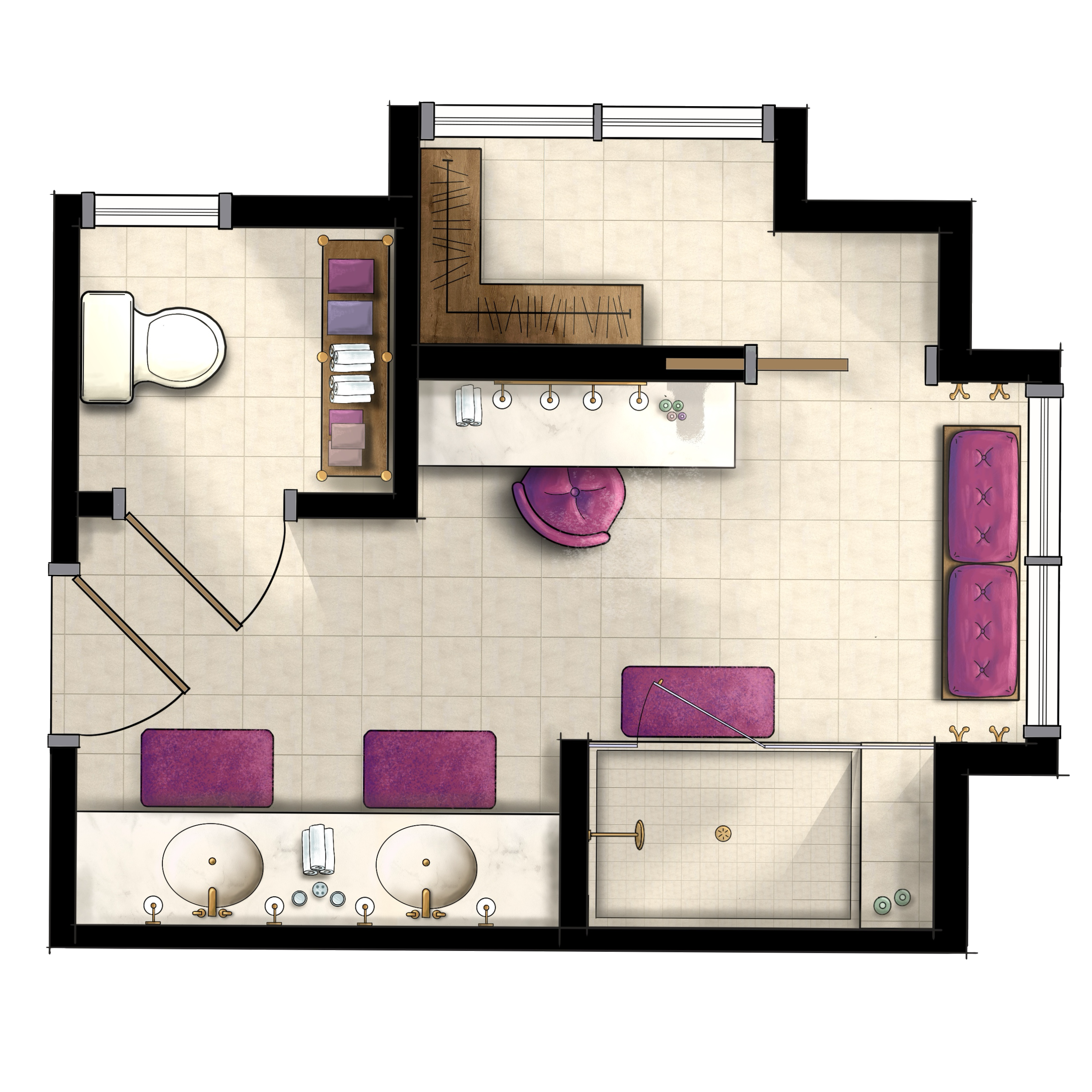 2D artistic Floorplan of a Bathroom