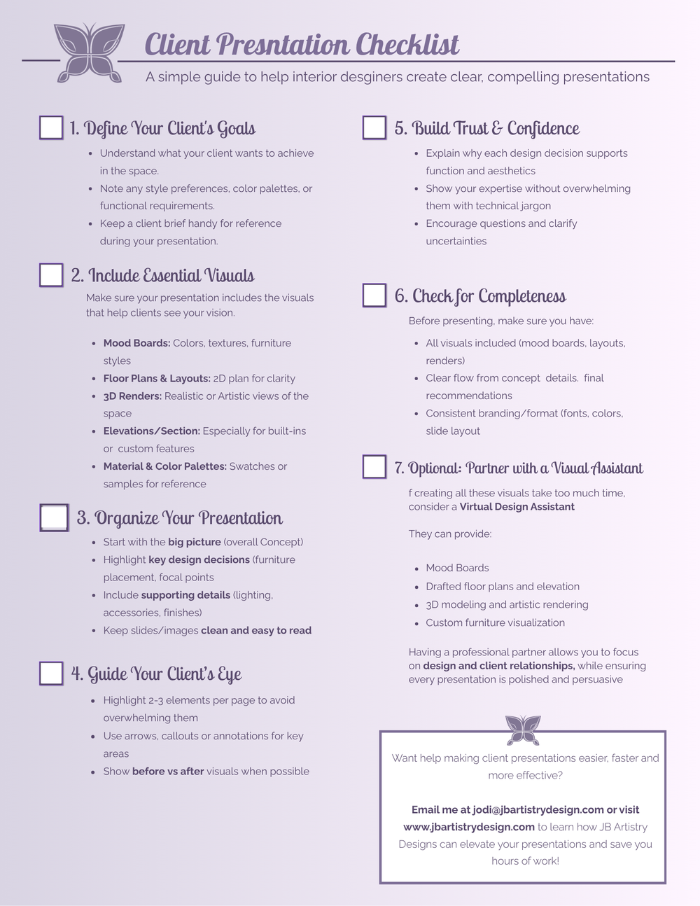 Client Presentation Notes Client Presentation Checklist for Interior Designers | JB Artistry ...