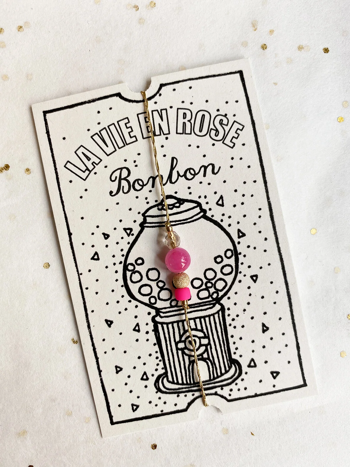 Bracelet à souhaits La vie en Rose bonbon
