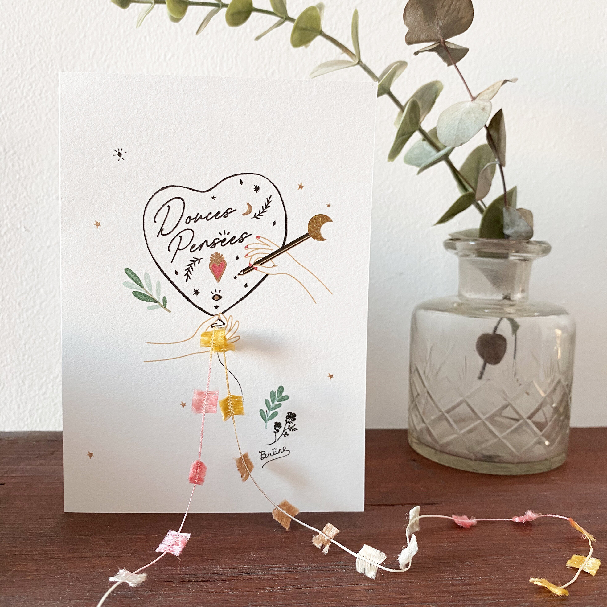 Carte grand medaillon 25 mm - Douces Pensees