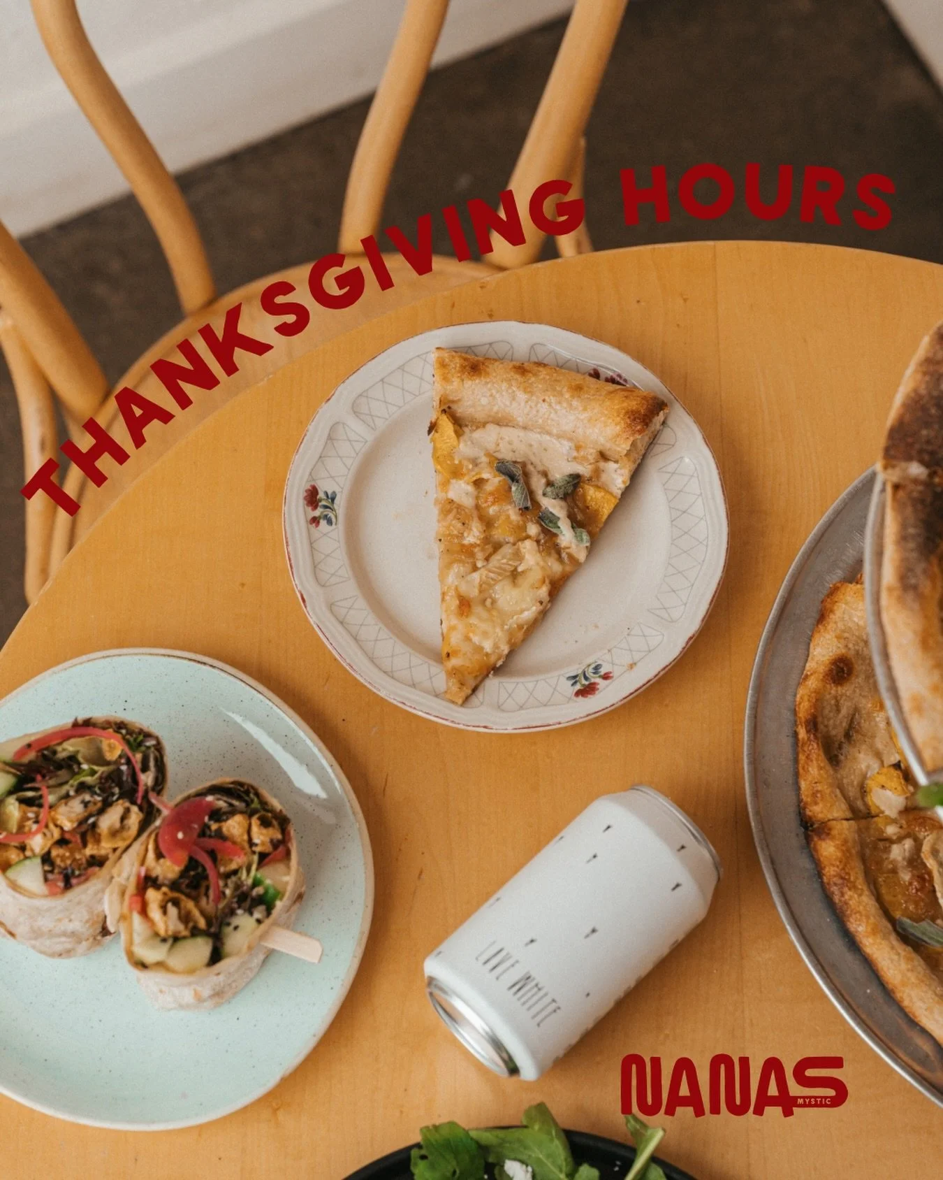 Make your Thanksgiving prep a little easier with a Nana&rsquo;s feast today, our fall menu has limited days and we&rsquo;ve got some delicious squash pizzas to get you in the festive mood 🍕 and who ever said a little @drinklovewine wine with lunch e