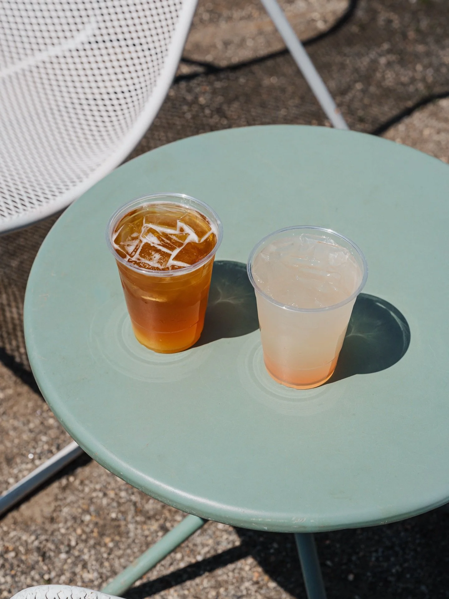 double trouble taking advantage of some beeeautiful patio days 🍋⛱️ stop by for a sip of summer &amp; some special drinks!

get yourself a pink lemonade ;) fresh squeezed lemonade + rhubarb syrup ⭐️ a refreshing take on an already delicious classic!
