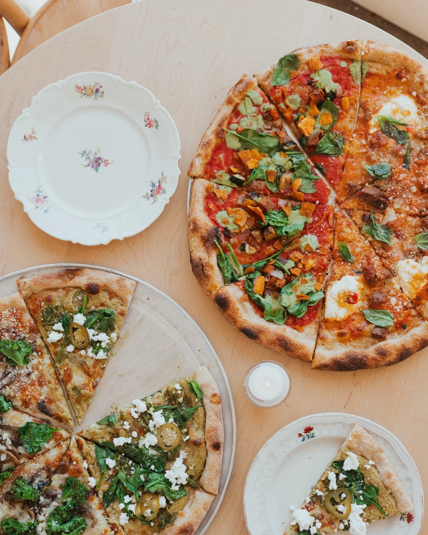 don't worry, we'll save you a slice 🍕 warmer weather means pizza nights on the patio &mdash; yours or ours? ;) 

don't forget to try out some of our new spring menu items 🤩 pizzas, sandwiches, bevs &amp; more! 

we're stealing a slice of the spring