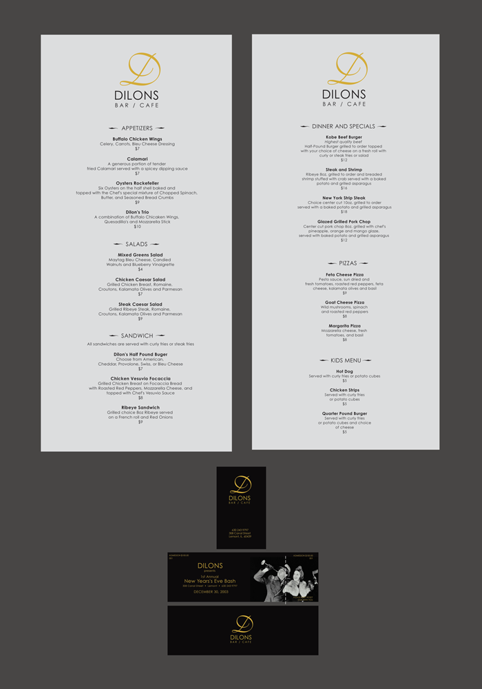 DILON'S BAR AND CAFE (logo and collateral)