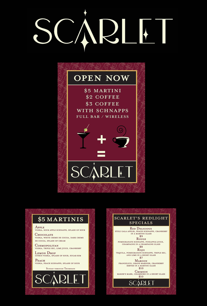 SCARLET BAR (menus and poster)