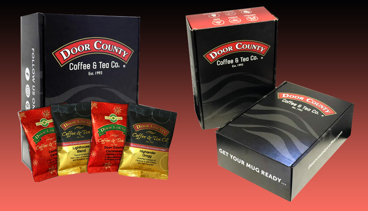  Gift boxes created for assortments of coffee products. 