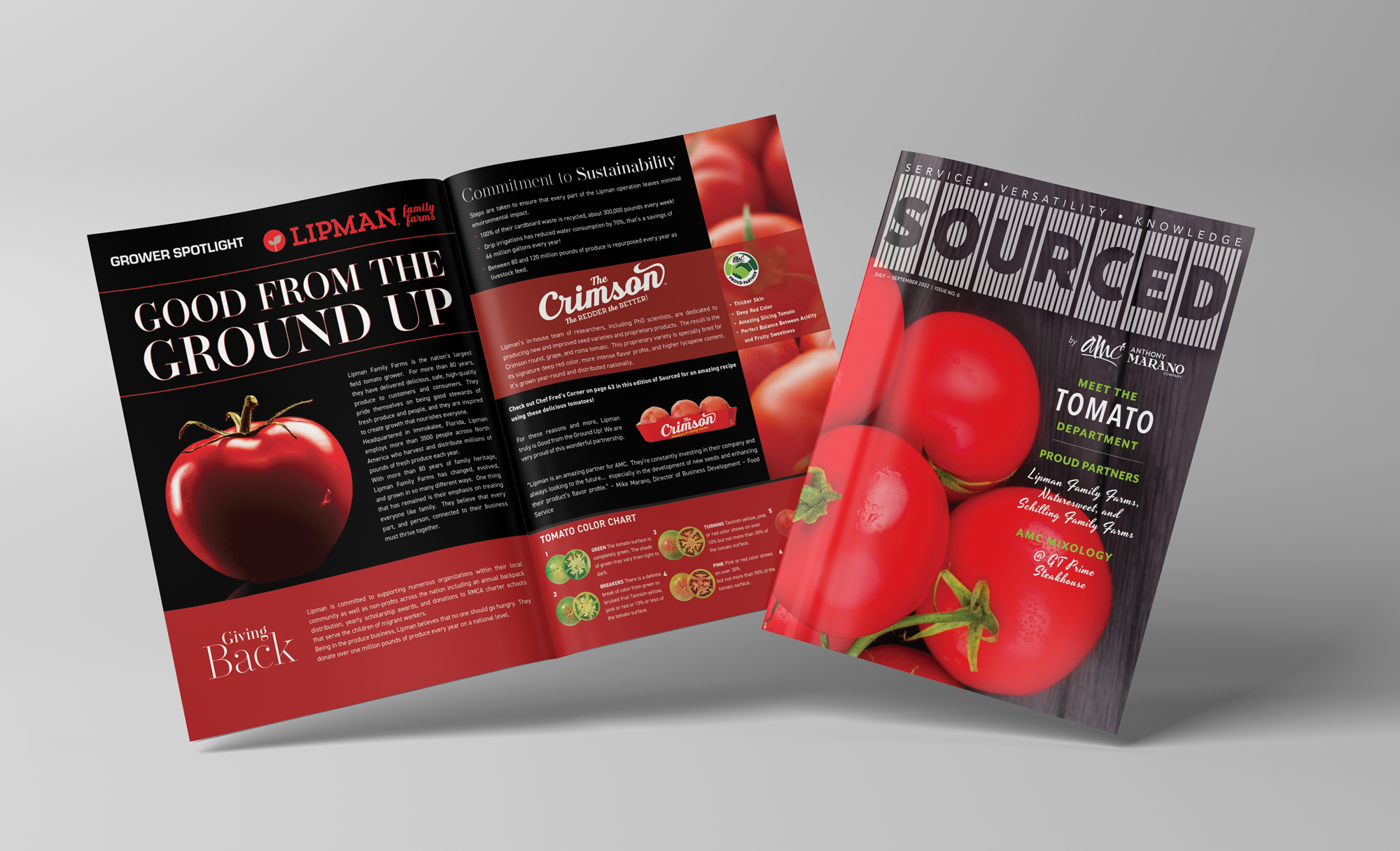 Cover and layout design for the Tomato issue of SOURCED