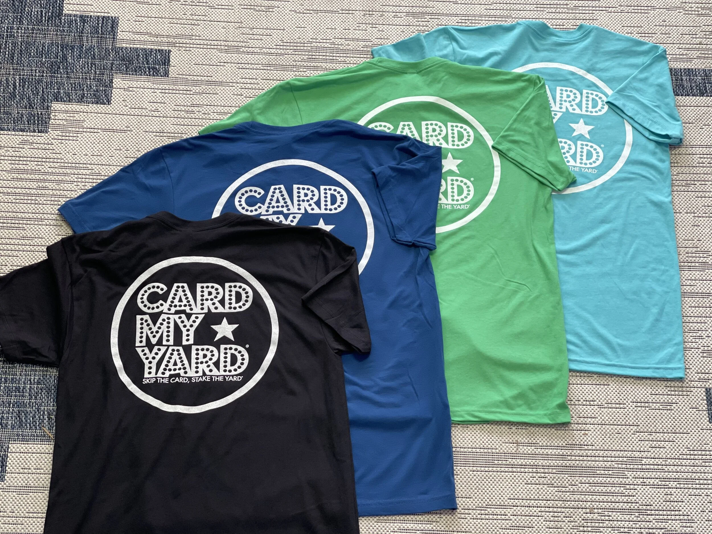 Card My Yard Logo Tees Black and Cool Blue — The Card My Yard Store