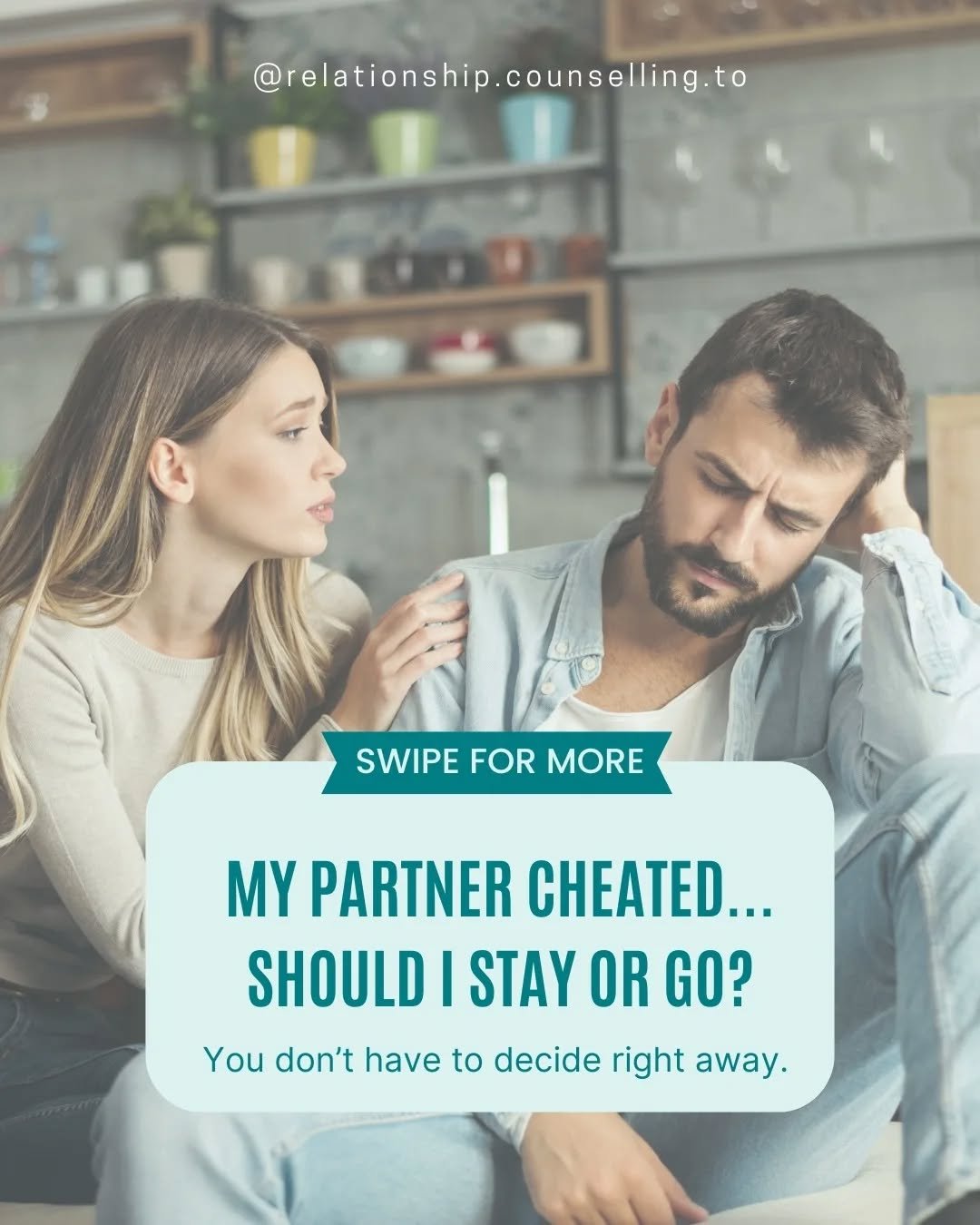 My partner cheated... Should I stay or go?
💔 You don&rsquo;t have to decide right away.

Feeling overwhelmed and stuck? That&rsquo;s normal. 

□Process the Betrayal

▪︎Was it a one-time mistake or a pattern?
▪︎Are they genuinely remorseful?
▪︎How do