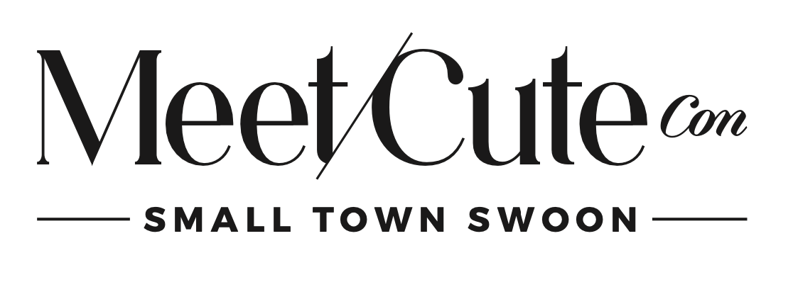Meet Cute logo with the tagline "Small Town Swoon" in black text on white background.