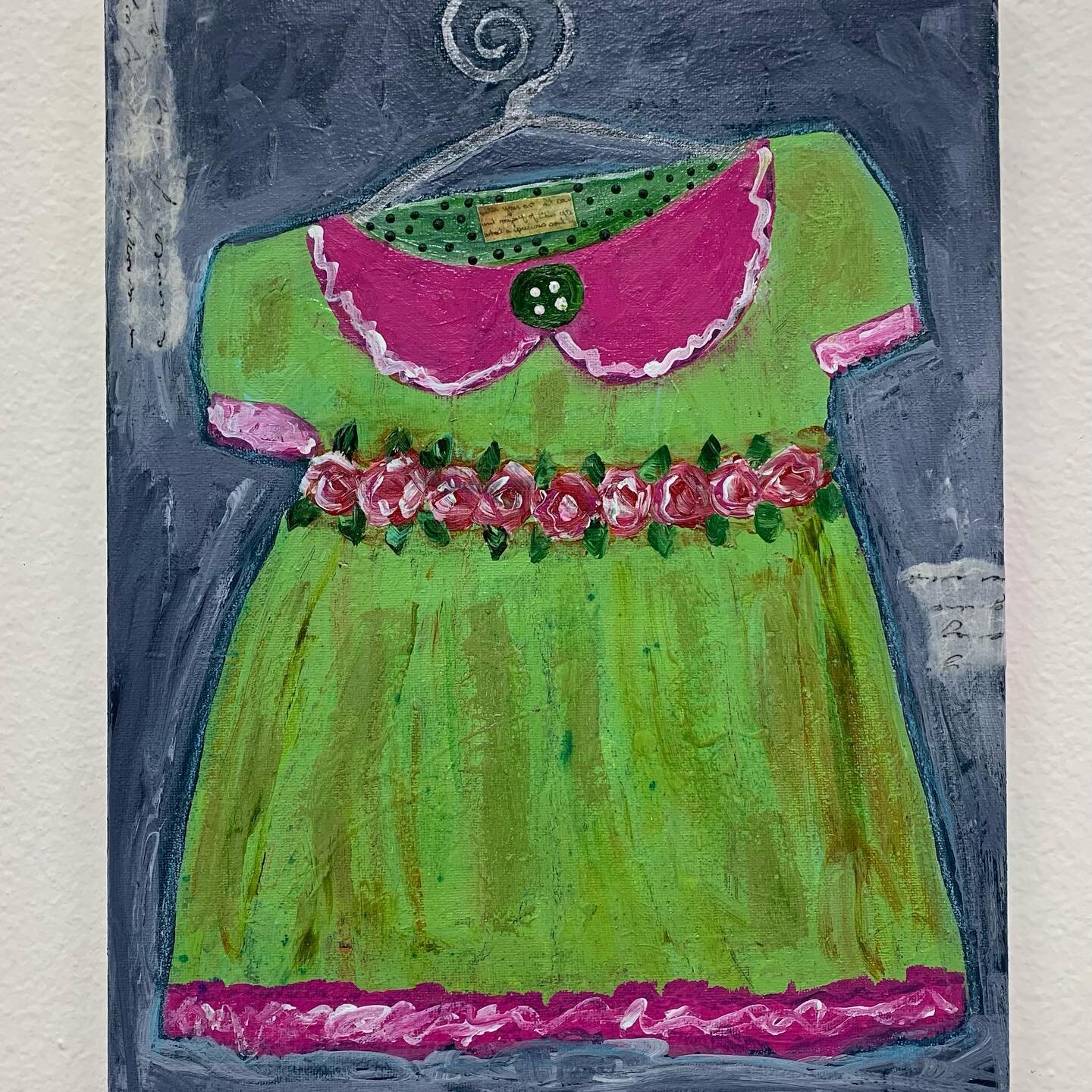 &ldquo;Special Occasions Only&rdquo;
Acrylic and Mixed Media on Canvas
11&rdquo; x 14&rdquo;
$145
20% of sales donated to Animals Asia.  AnimalsAsia.org

#vintagedress #greendress #whimsicalart #whimsy #whimsicalwonderfulwild #dress #hautecouture