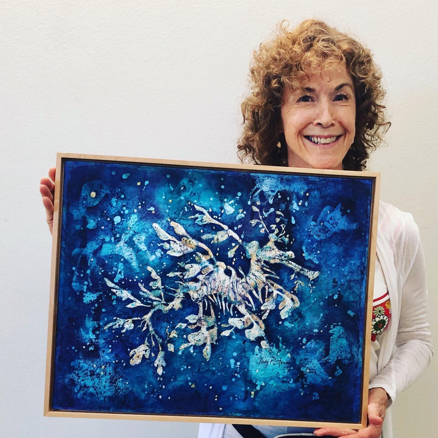 Deep Water Dreamtime is on its way to its new home. Thank you Linda!  So pleased to know this special painting is going to live with you and George. xo.  #gratefulheart #batikart #leafyseadragon #newhome