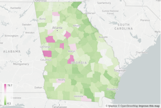 Median Wait Time for Early Voting in Georgia during the 2020 General Election