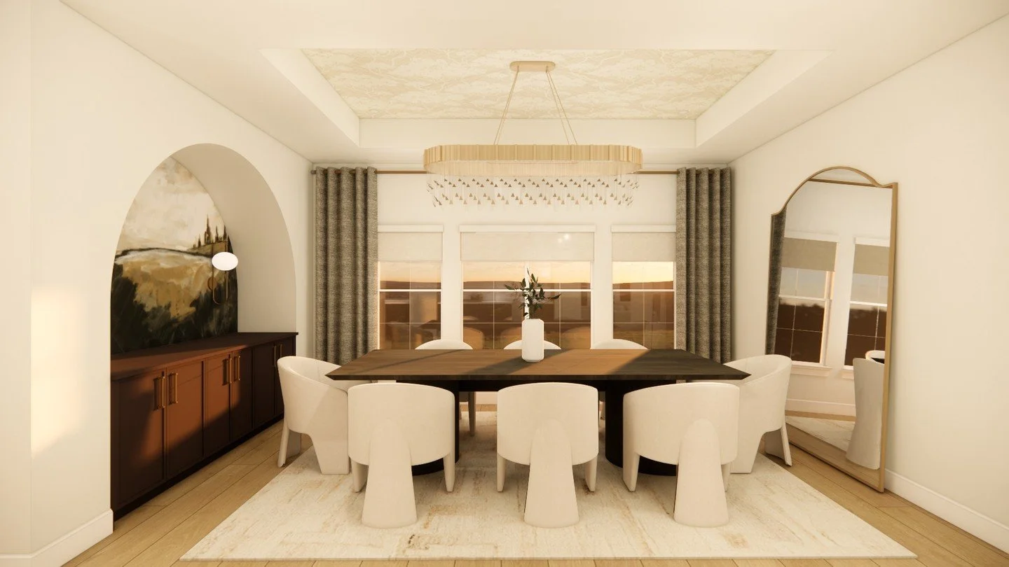 Project Highlight: A Dining Room Designed for Gathering

A space that feels as warm as the conversations it hosts. This dining room pairs soft neutrals with architectural details that elevate the everyday. From the custom built-in buffet with its arc