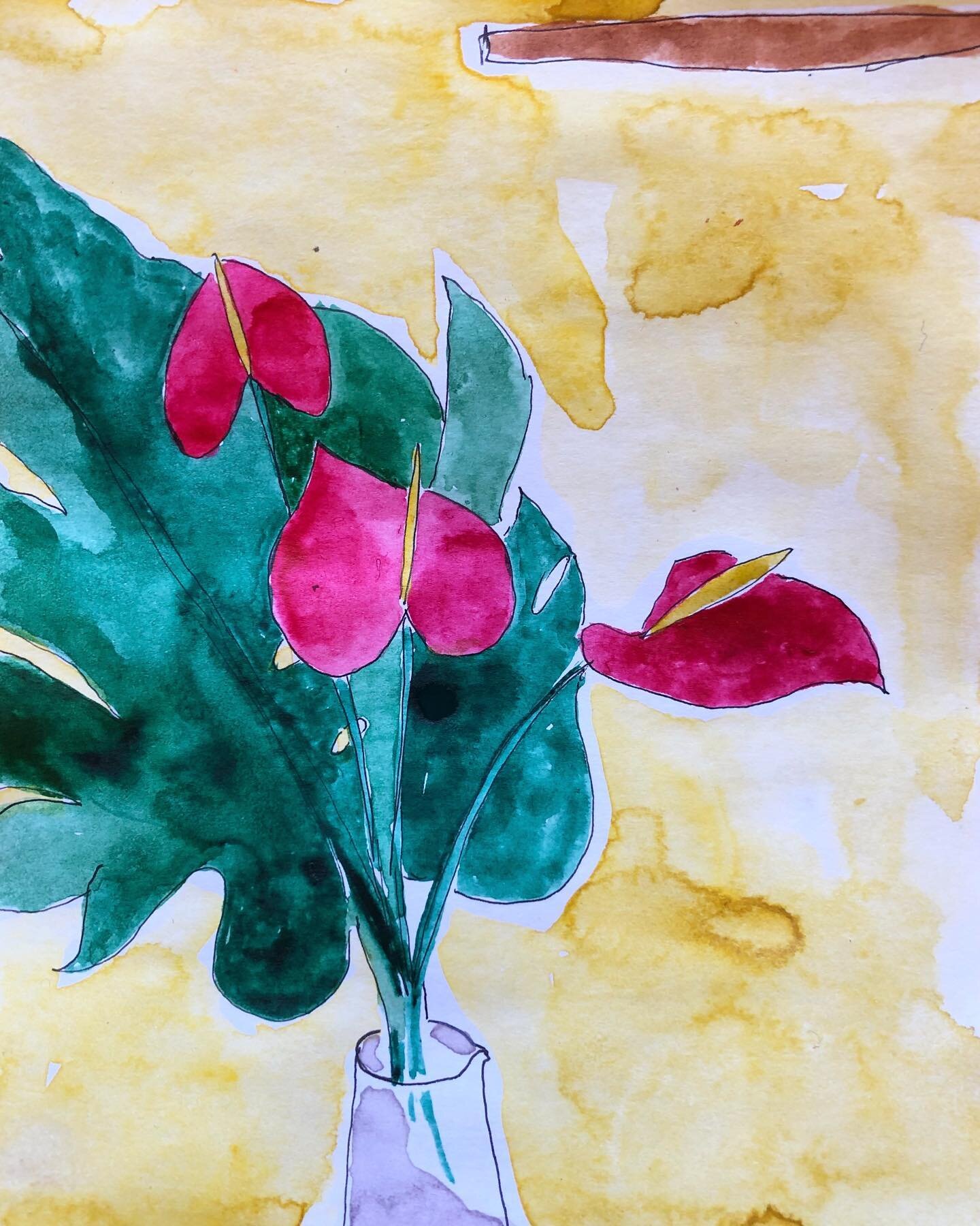 Flowers from a bad day turned good #withthepaintstillwet #illustration watercolor #ikebana