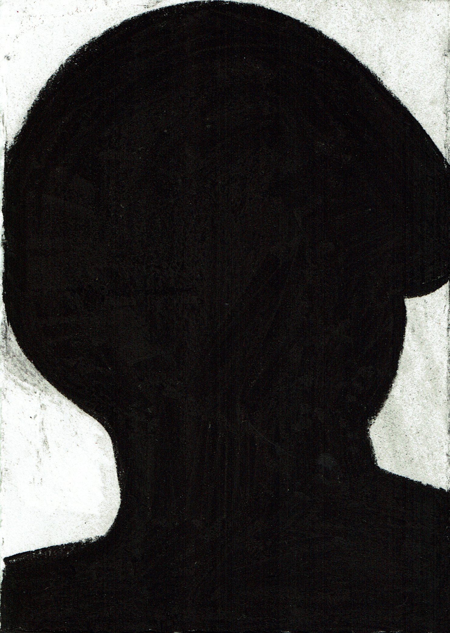Self-portrait Shadow, 2018, charcoal on paper, 7" x 5"