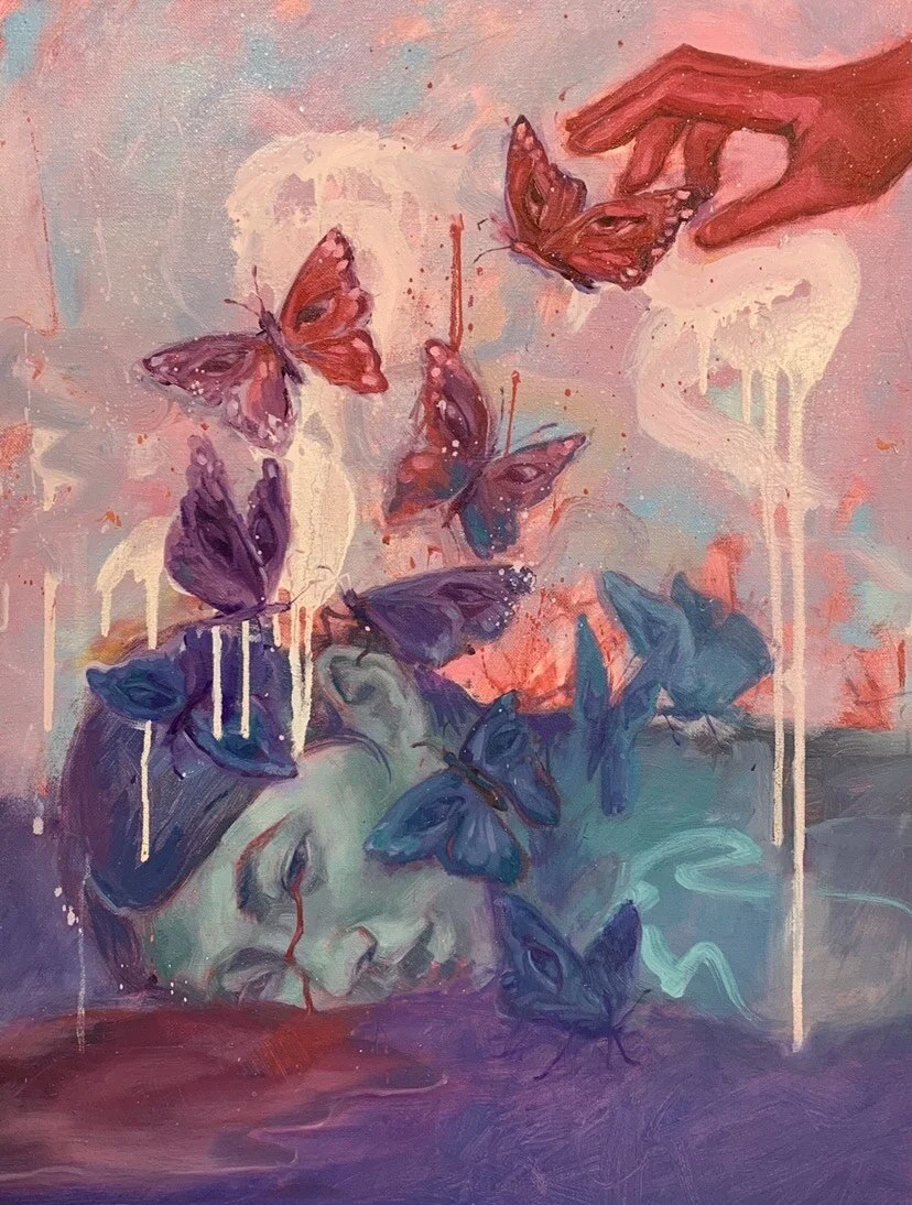 Her Eyelids Flutter (oil on canvas)