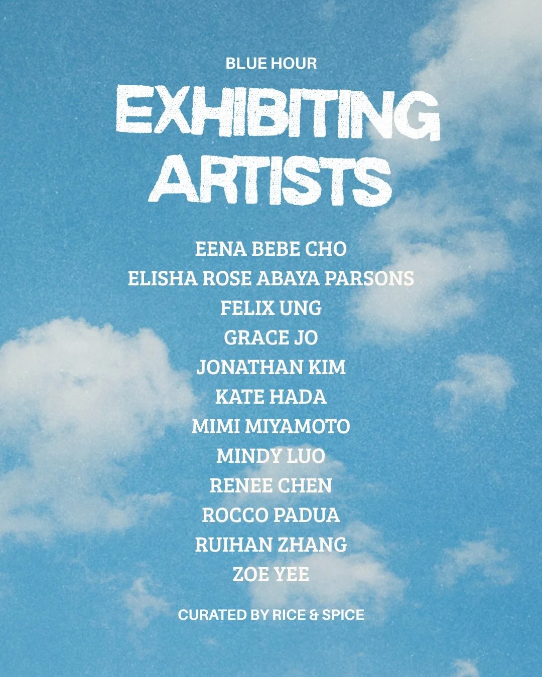 Introducing the exhibiting artists of Blue Hour, curated by Rice &amp; Spice.

Thursday, July 23 &bull; 7 PM&ndash;1 AM Art exhibition curated by Rice &amp; Spice: 7&ndash;10 PM Misora After Hours: 10 PM&ndash;1 AM
 Water &amp; Power 3027 S. Grand Av