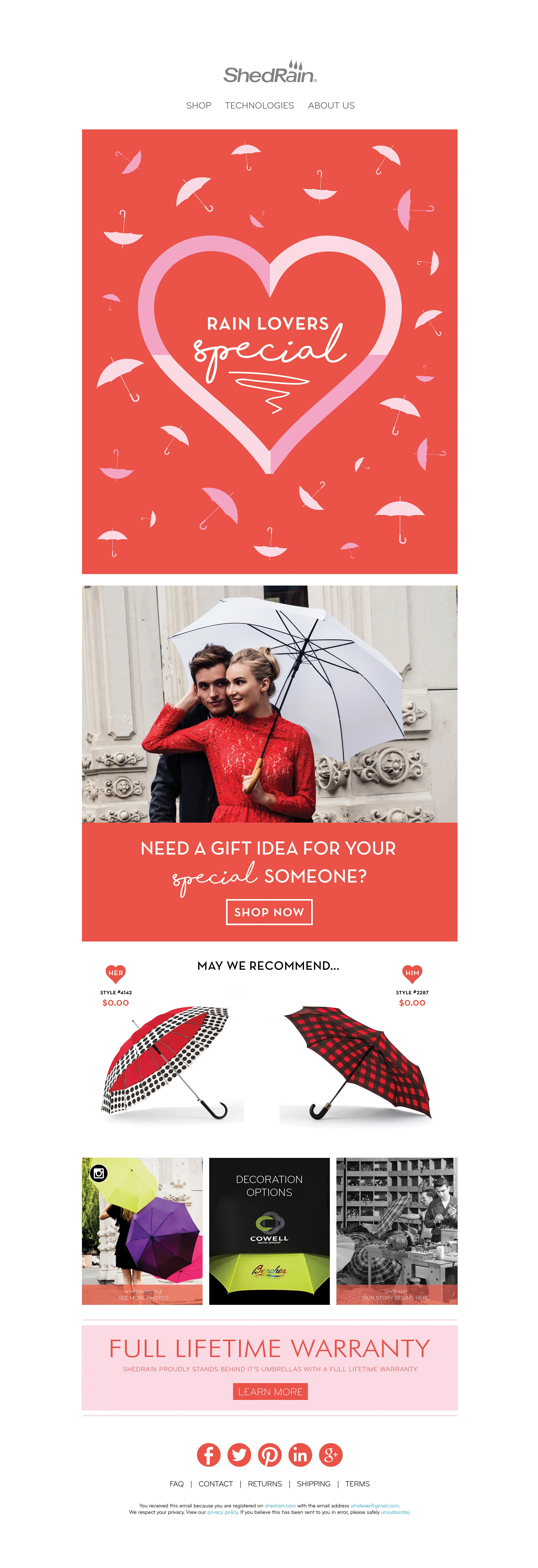 seasonal fashion umbrella email