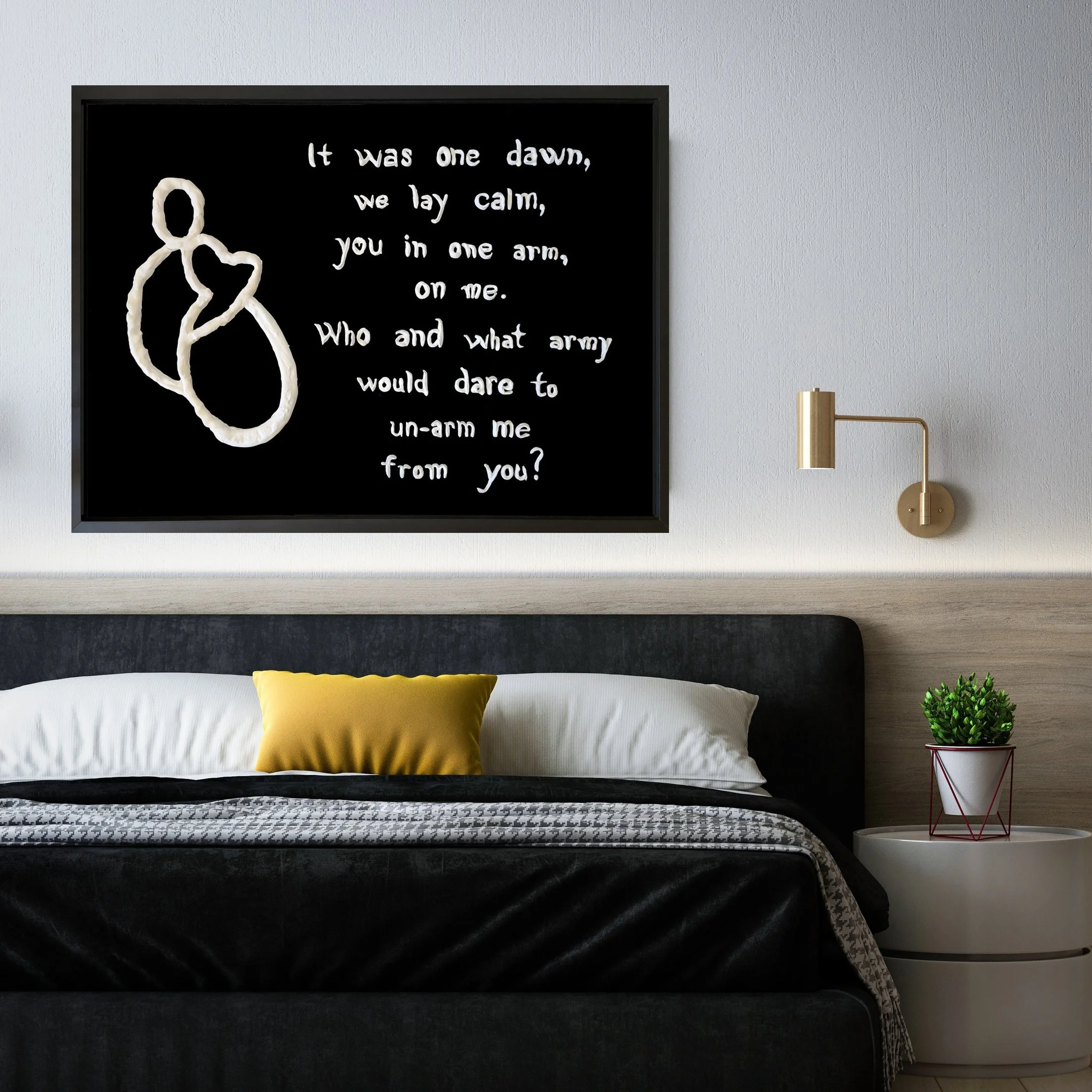"Hold Me in Comfort" - Hand Clayed Letters and Figure in 30" x 40" Shadow Box