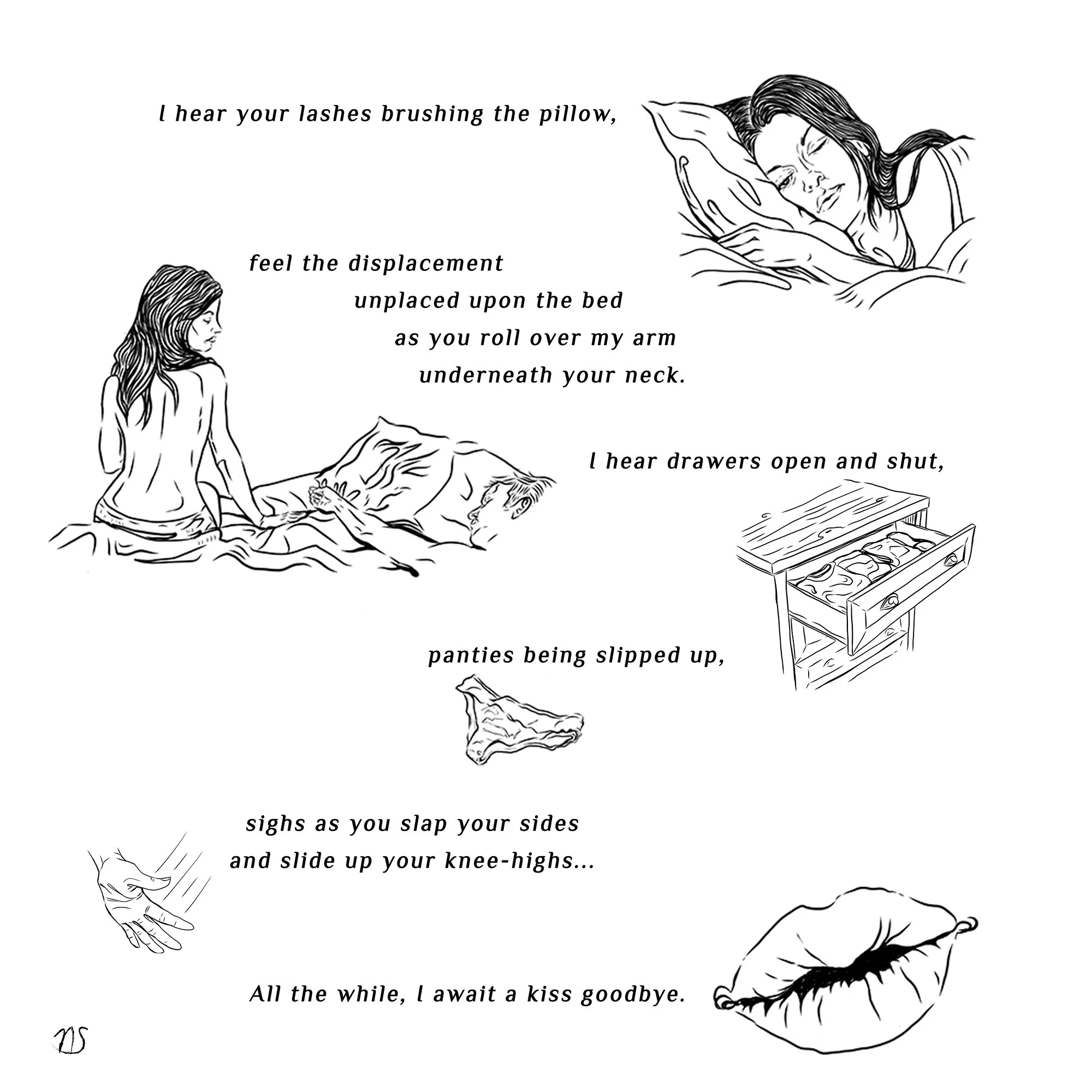 "Eyelash Brushing Pillow" - (Art and Poem in 1 Piece) - Framed Fine Art Giclee Print
(Available in different sizes)