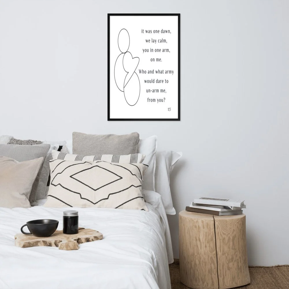 "Hold Me in Comfort" - Canvas Fine Art Giclee Print

Have you ever had a bond so strong with someone, that you felt nothing could pull you two apart?
That peace, lying together, at that point, nothing could be better.

A perfect gift to be a reminder