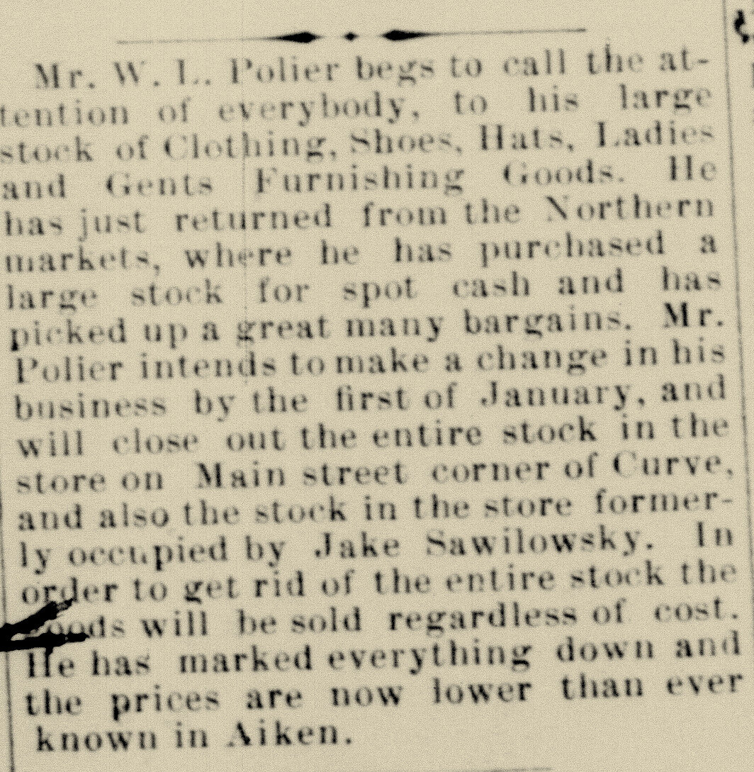 HL Polier, Aiken Journal & Review, 11-3-1897.jpg