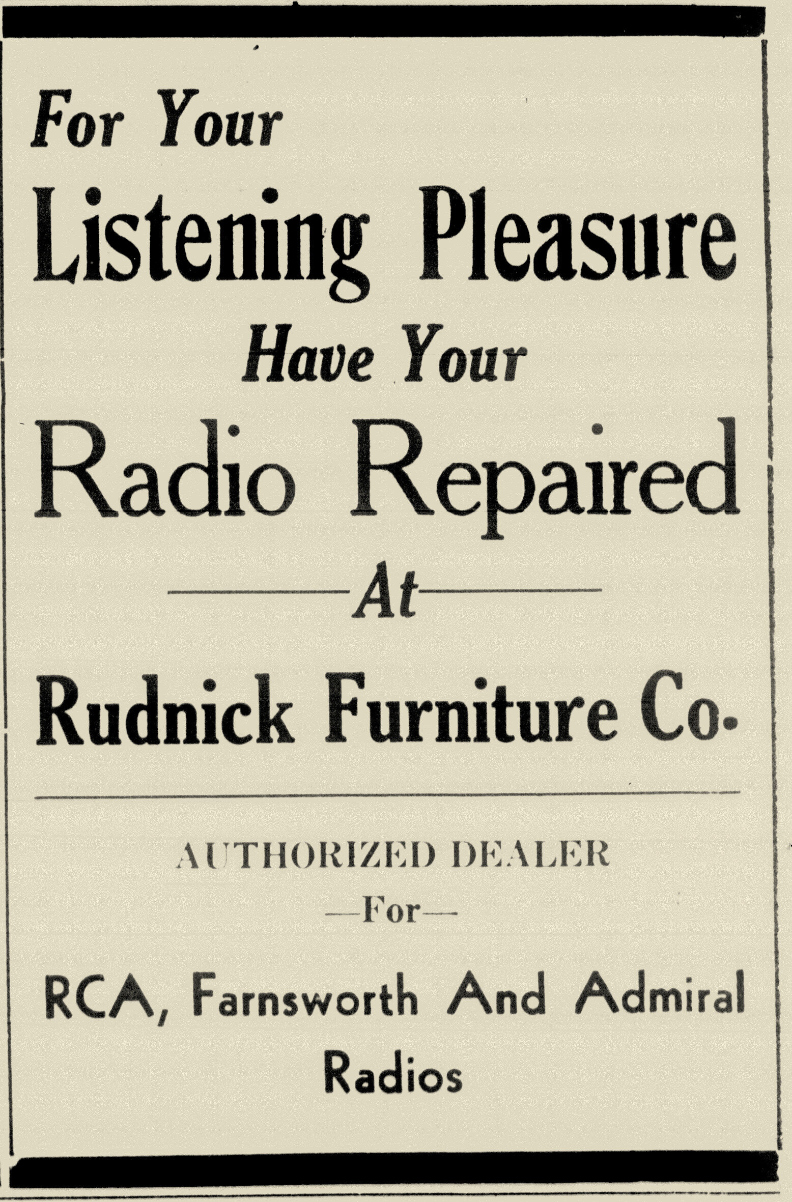 Rudnick Furnithre Ad, Aiken Standard and Review, 7-23-47.jpg