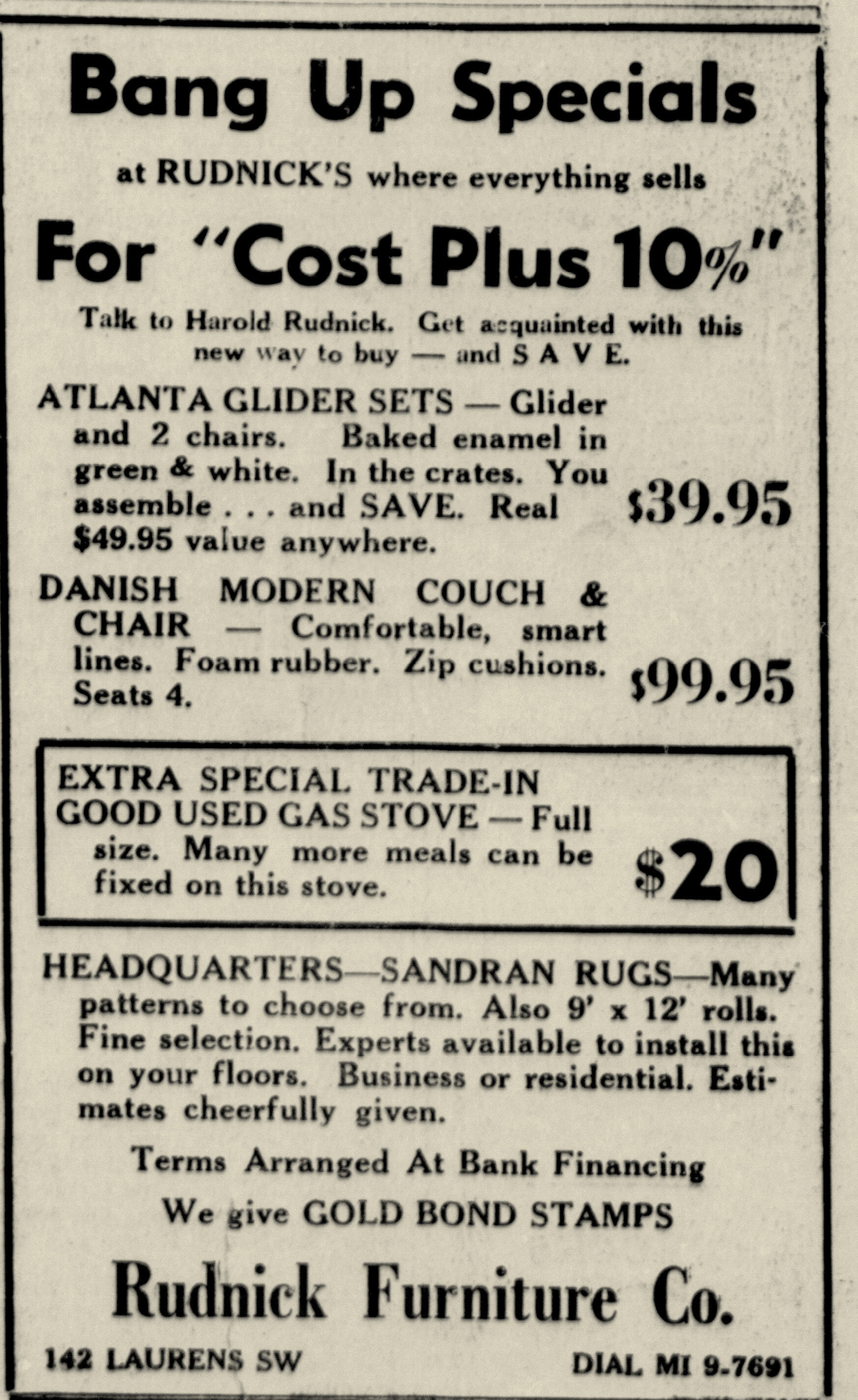 Rudnick Furniture, Aiken Standard & Review, 6-29-1960.jpg