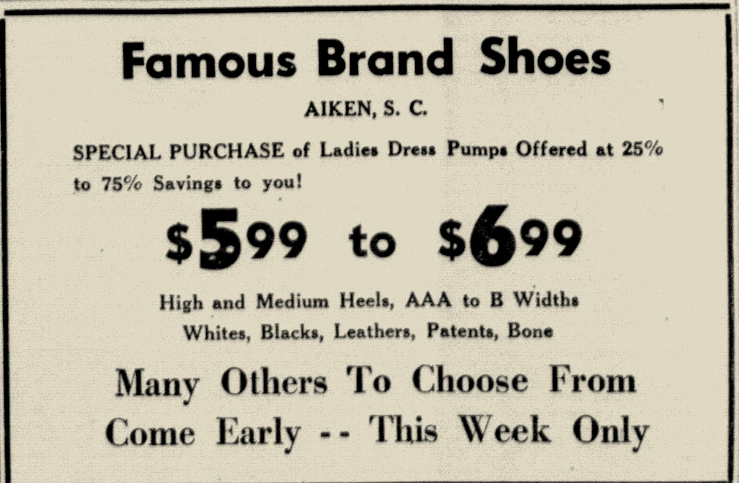 Famous Brand Shoes Ad, Aiken Standard and Review, 5-11-1961.jpg