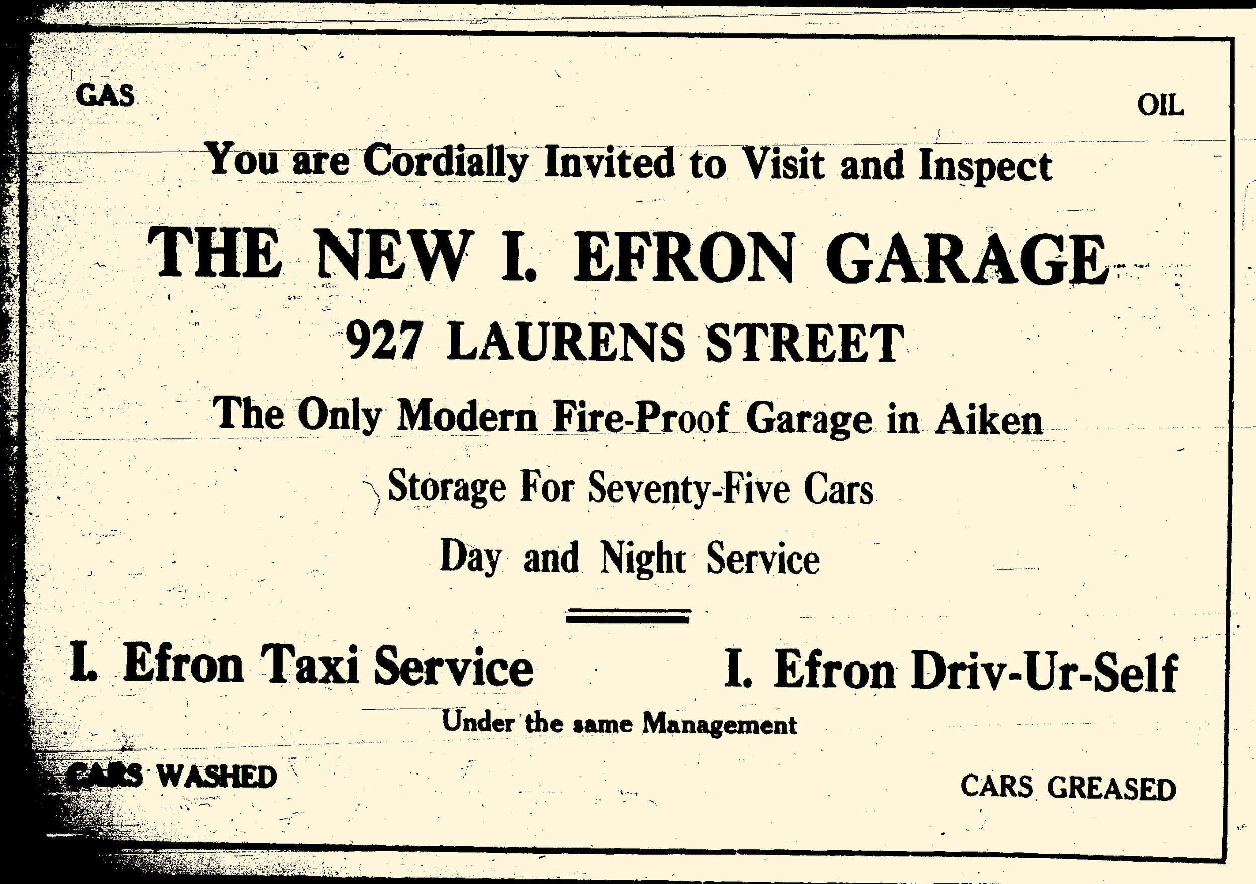 I Efron Garage, Aiken Journal & Review, 1-1-1930.jpg