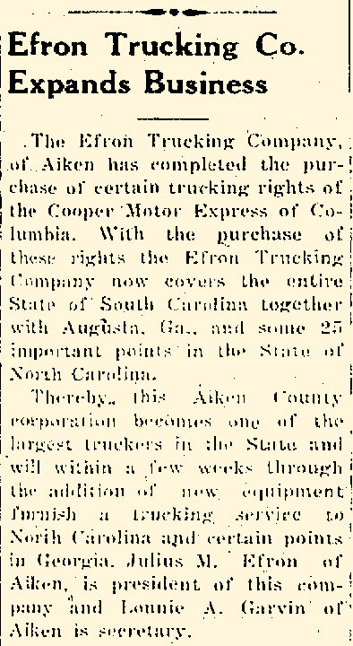 Efron Trucking, Julius Efron, Aiken Standard & Review, 4-14-1939.jpg