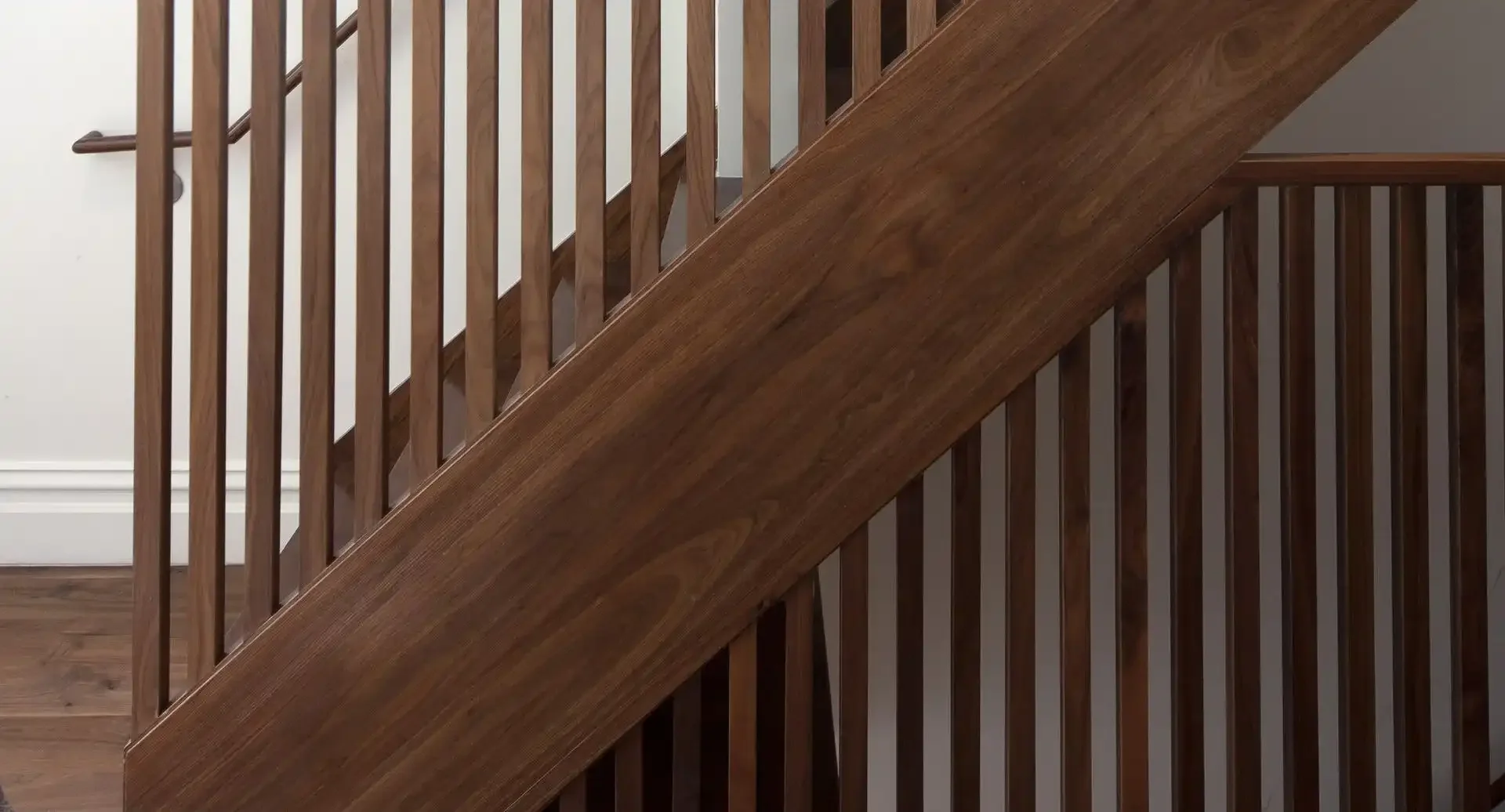 Wood slatted staircase