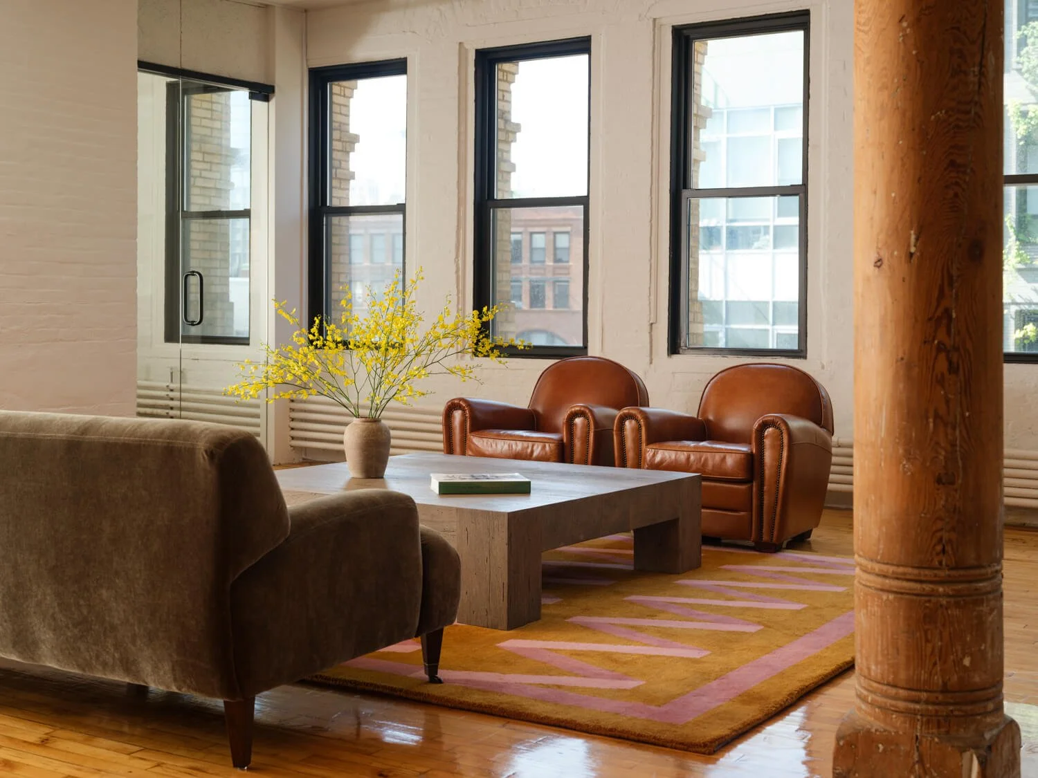 Executive Lounge Area with Restored Timber Flooring for a SoHo Commercial Space by Mammoth