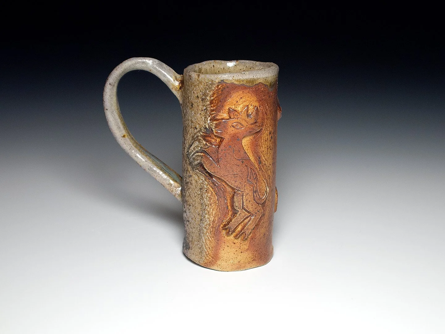 "Cows and Lions," woodfired ceramic