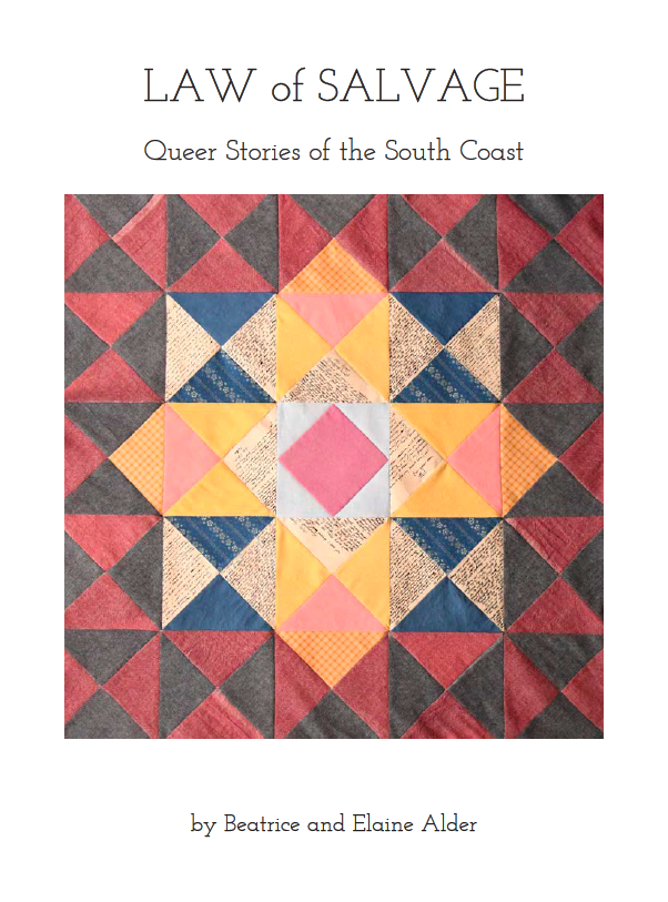 A queer history zine co-created with Elaine Alder as companion to our two-person exhibition, "Law of Salvage." 