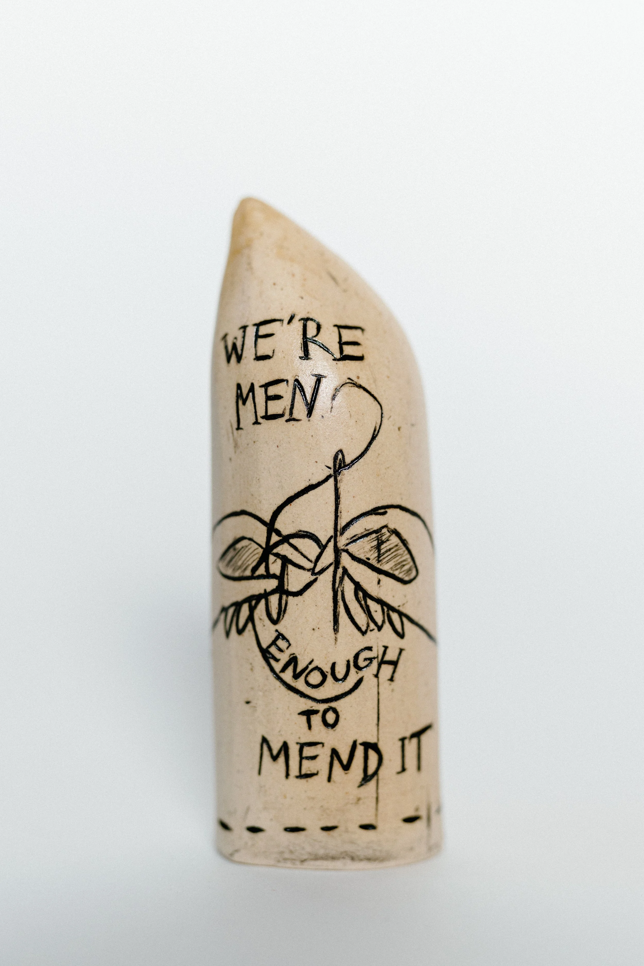 "Men Enough to Mend It," ceramic. Photo credit: Maggie Howland