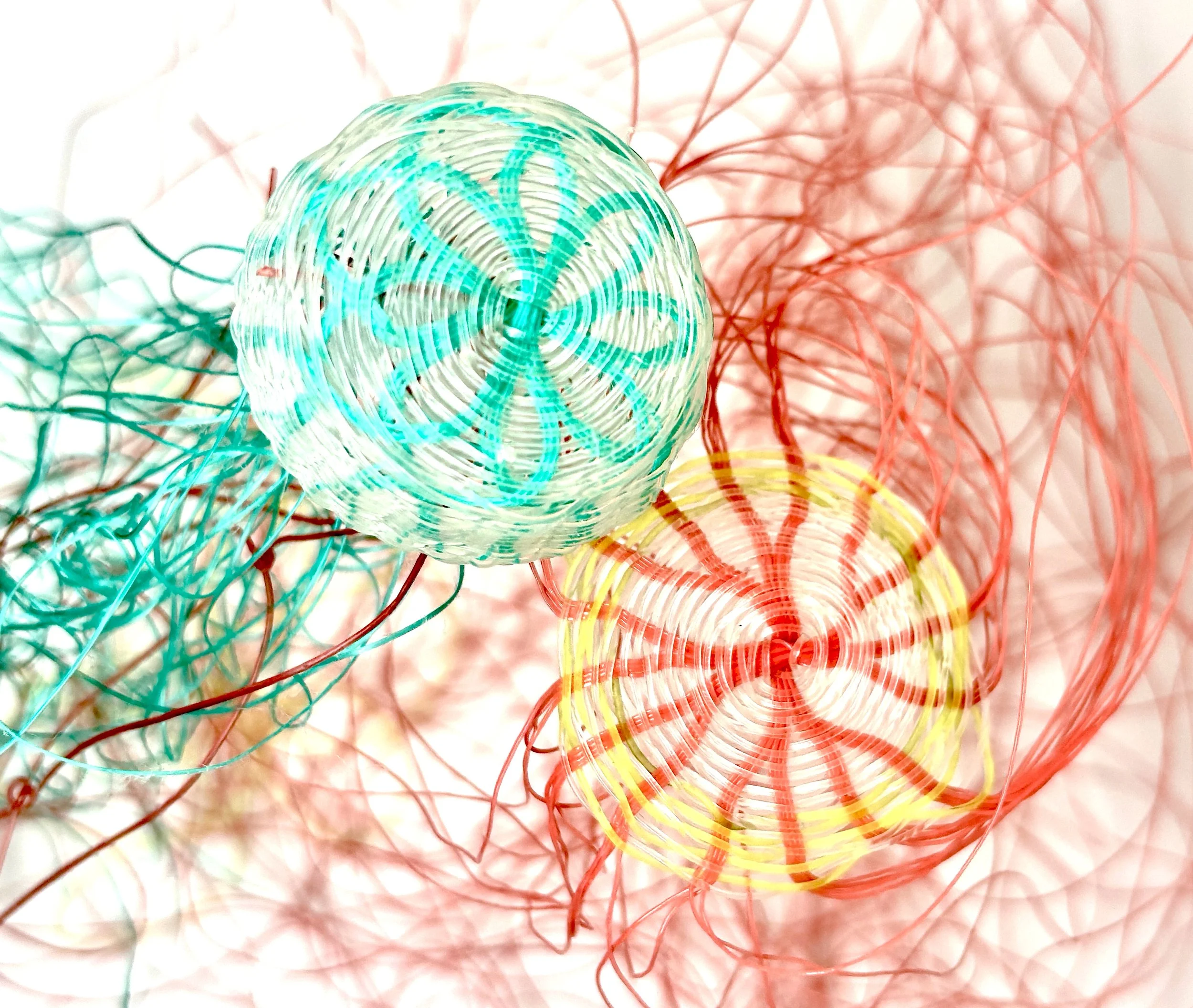 Jellies, tejido en crin from marine debris monofilament, 2024