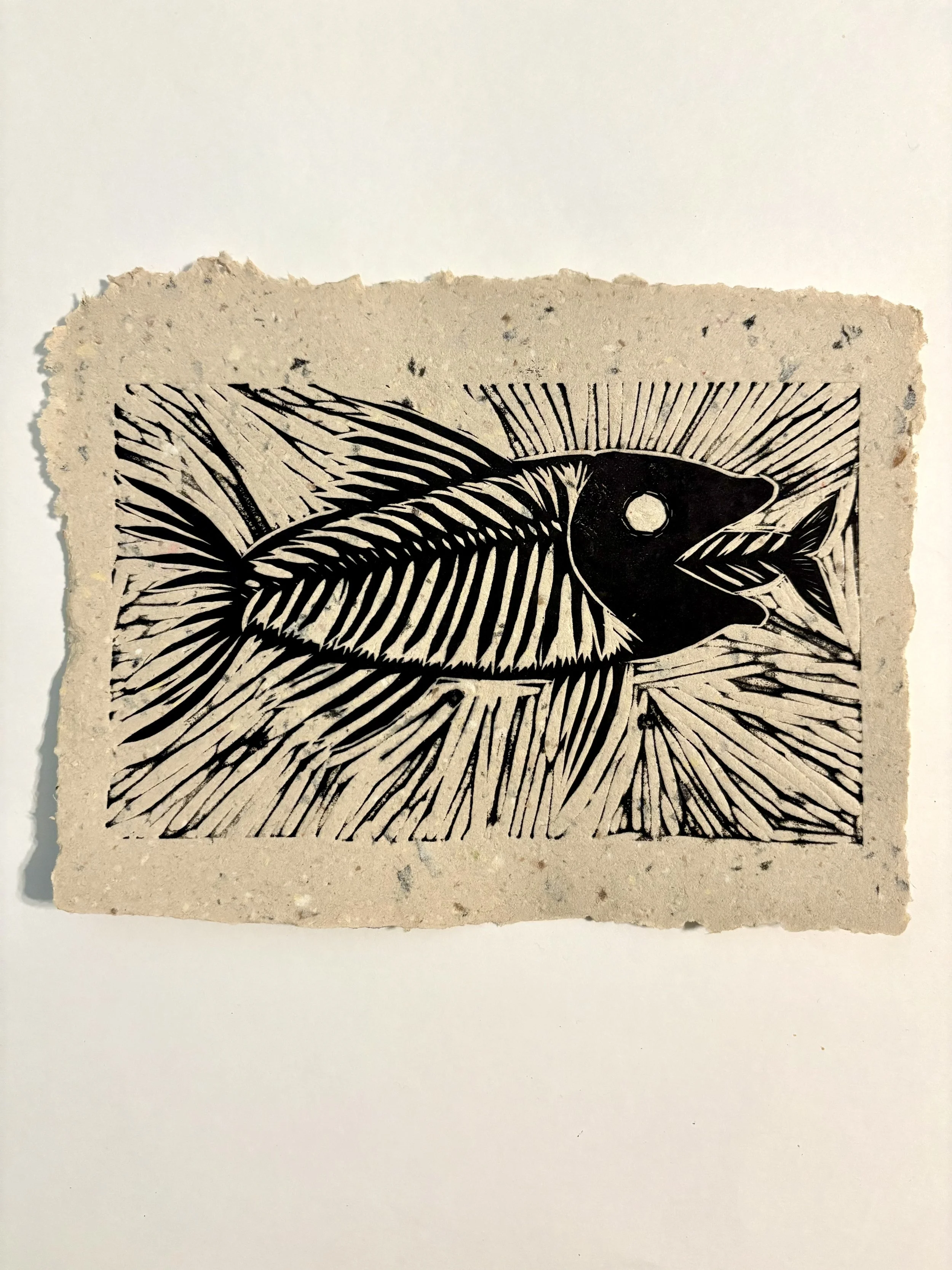 "Eater and Eaten," linocut print on handmade paper