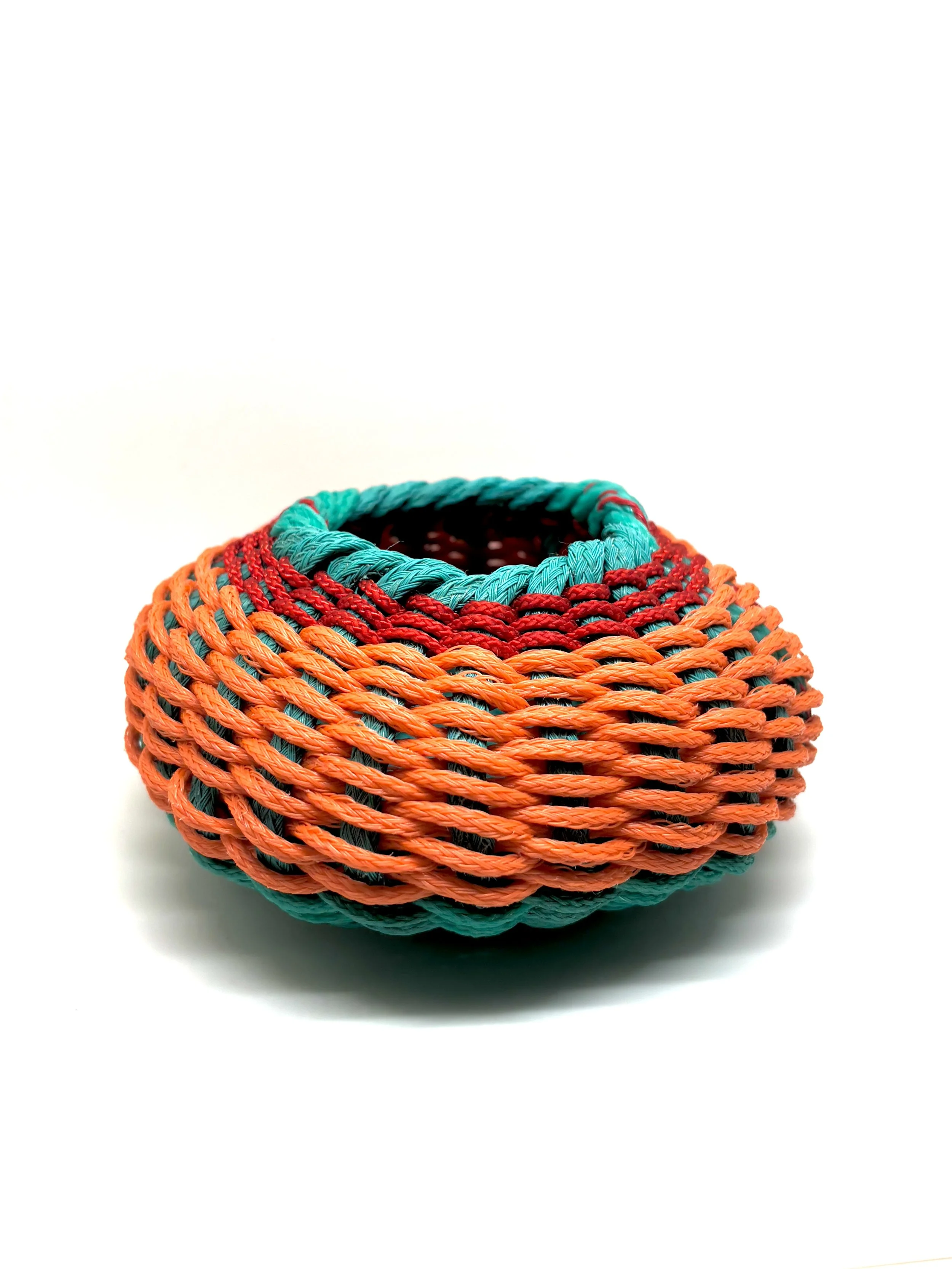 Little Urchin Bowl, marine debris twined weaving, 2025