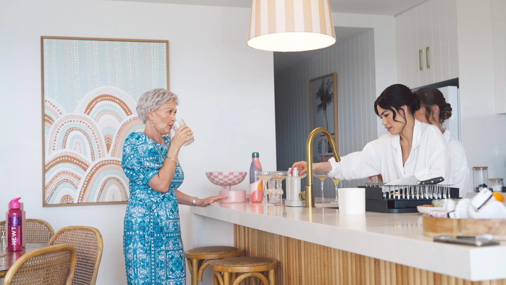 brides mother having a drink at hens party.jpg