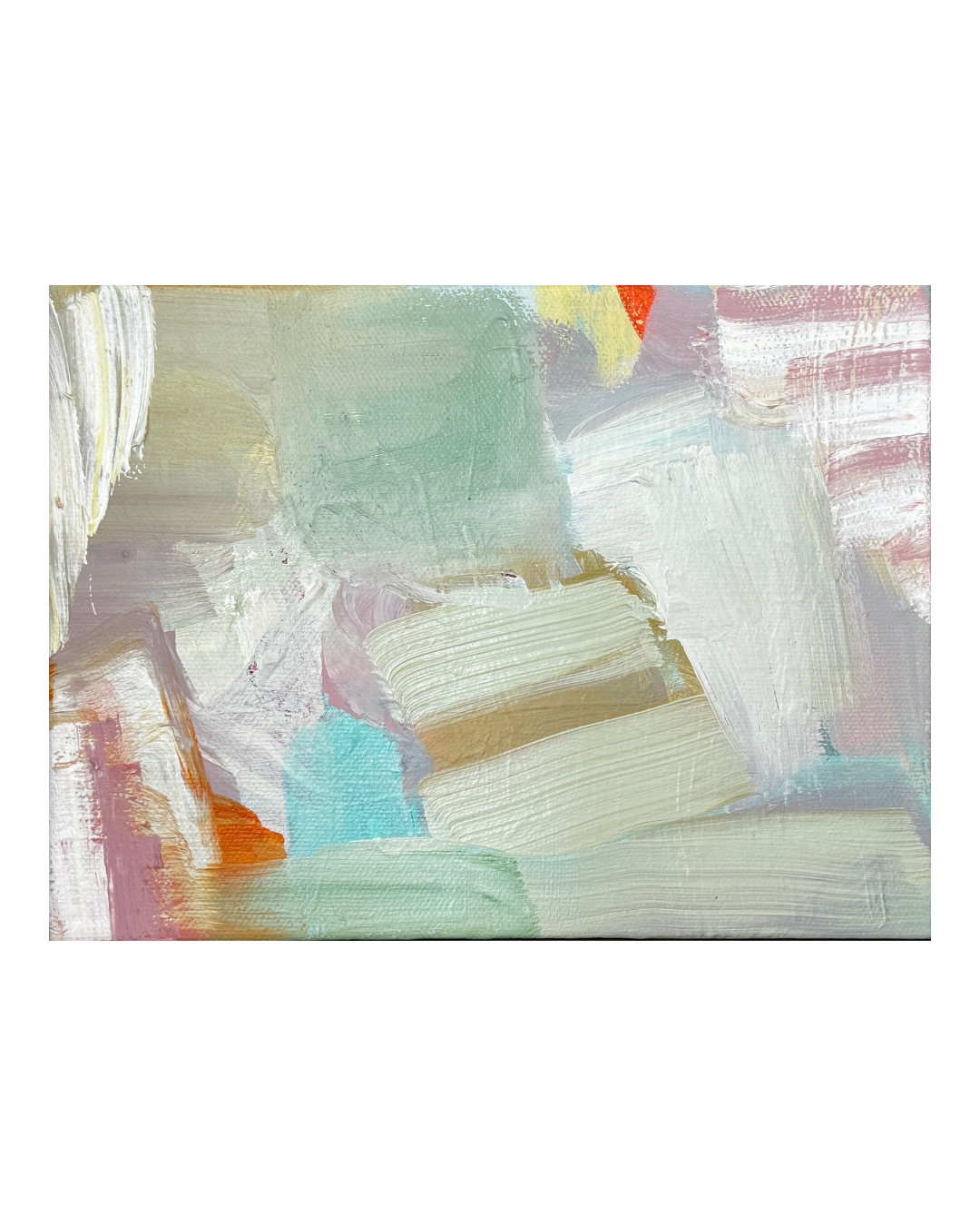 acrylic on gallery raised canvas abstract pink and greens and colorful
