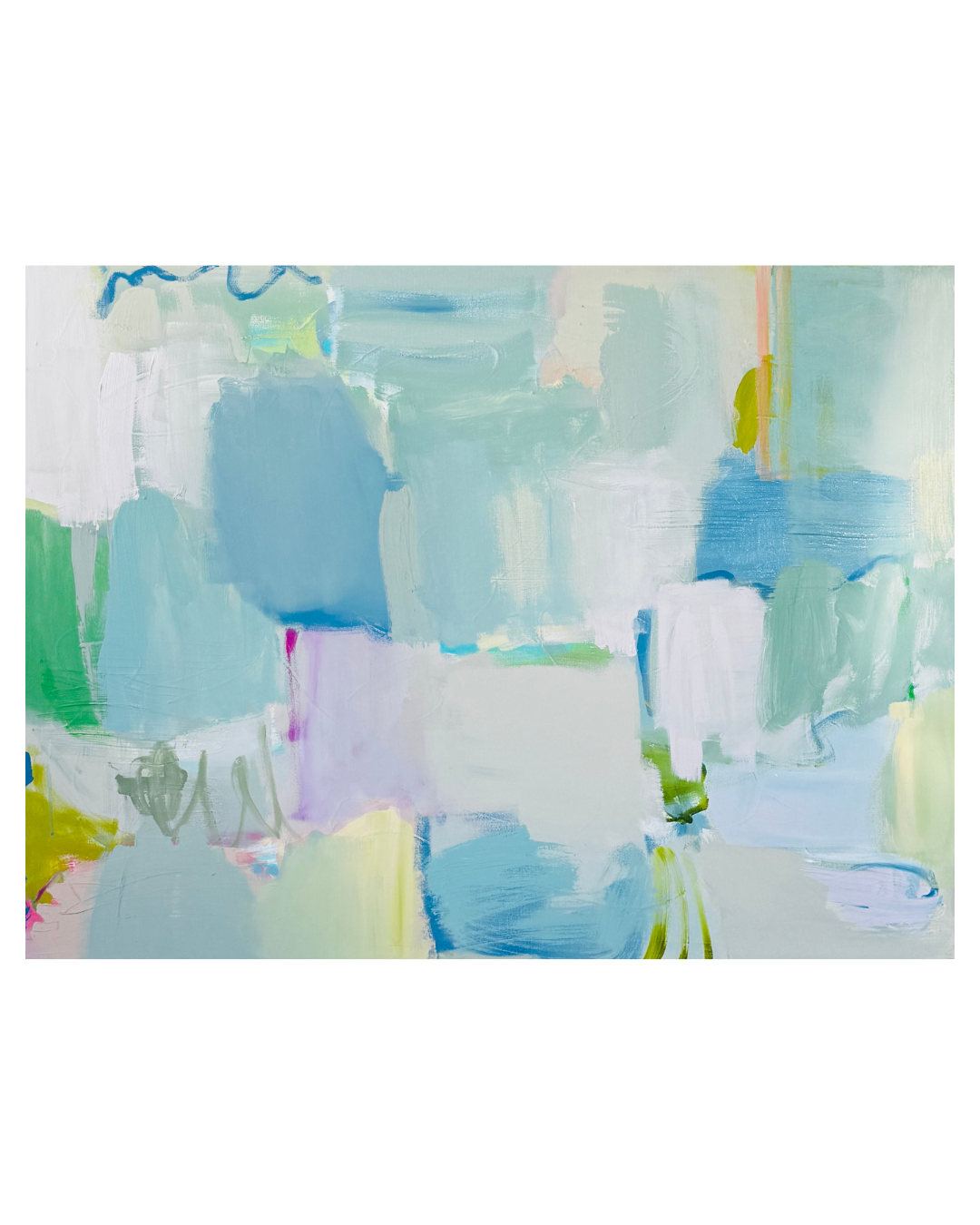 oil on gallery raised canvas abstract blue colorful