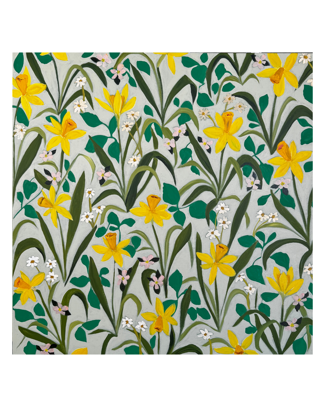 acrylic on gallery raised canvas yellow flowers