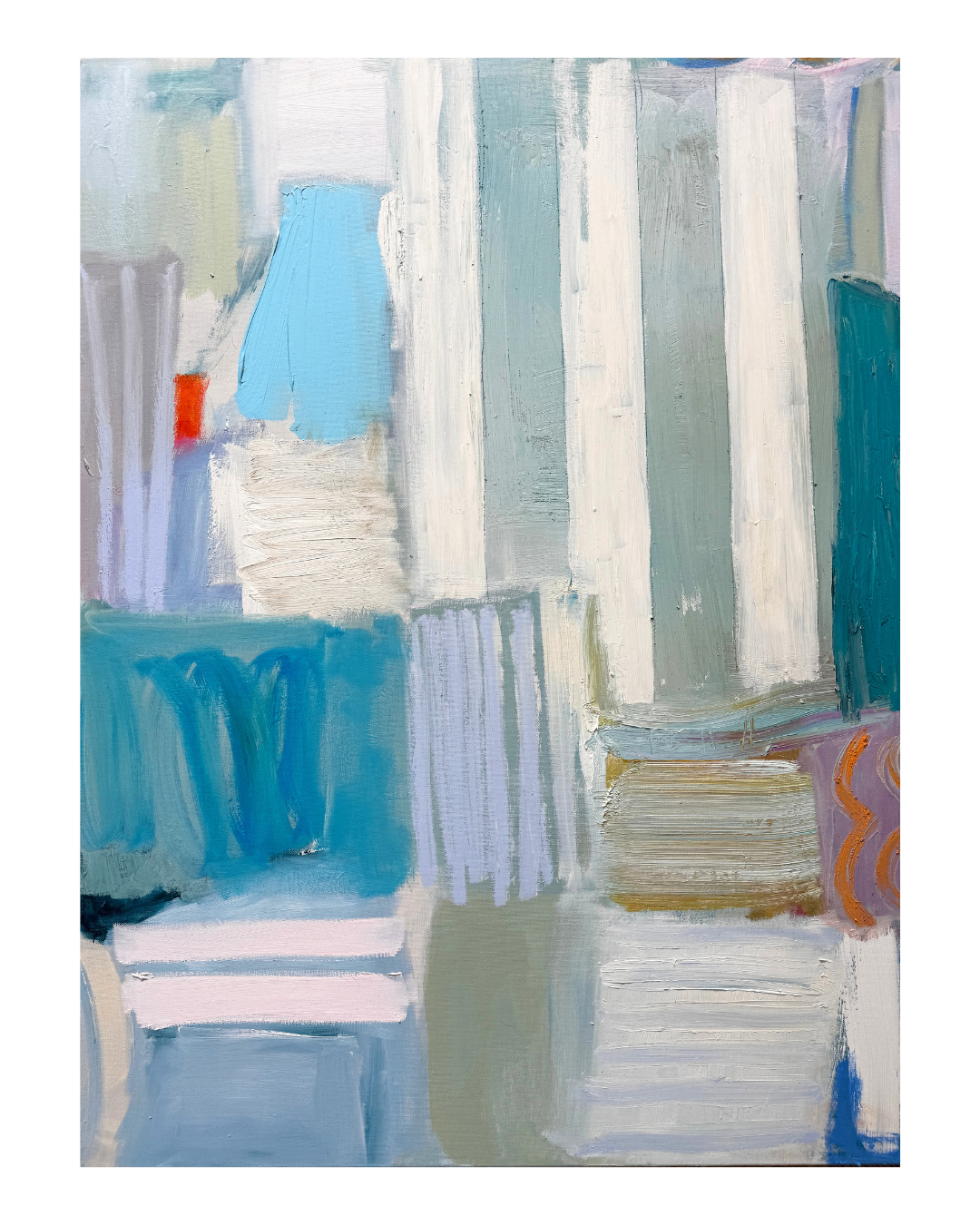 oil on gallery raised canvas abstract blue colorful