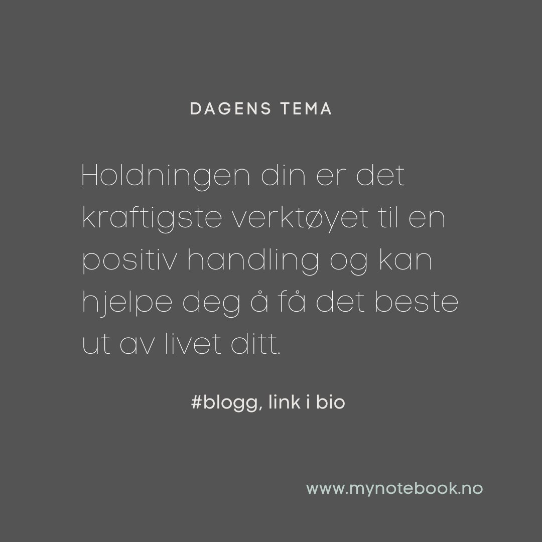 Dagens tema: Holdnigen din er det kraftigste verkt&oslash;yet til en positiv handling og kan hjelpe deg til &aring; f&aring; det beste ut av livet.​​​​​​​​
​​​​​​​​
​​​​​​​​
#holdning #verkt&oslash;y #livet #mindset