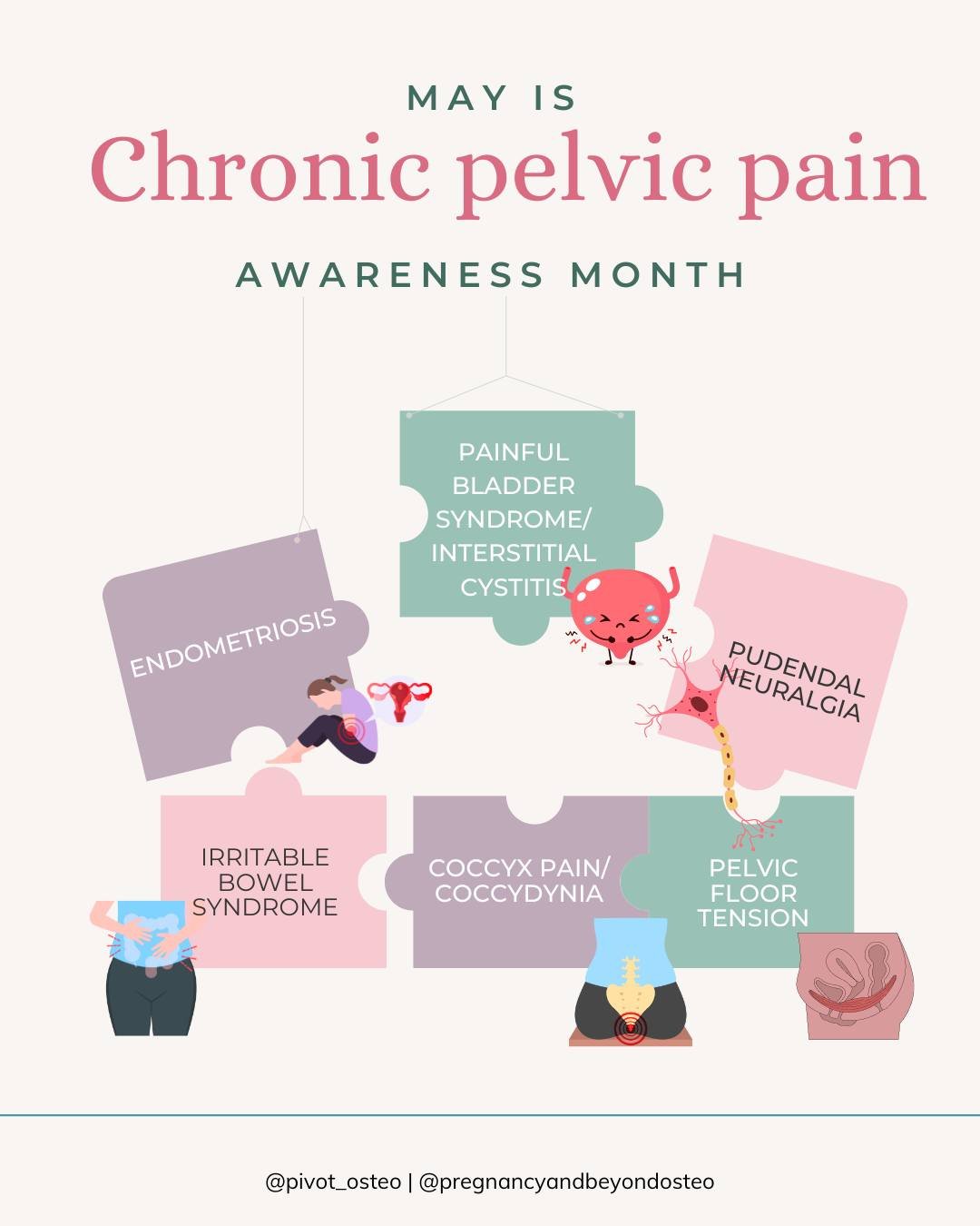 🌷What is Chronic Pelvic Pain and what does it feel like?🌷. 

🌸What is it?
Chronic pain is the type of pain that you feel most days that goes on for more than six months. 

🌸Chronic pelvic pain (CPP) is an umbrella term describing any pain below y