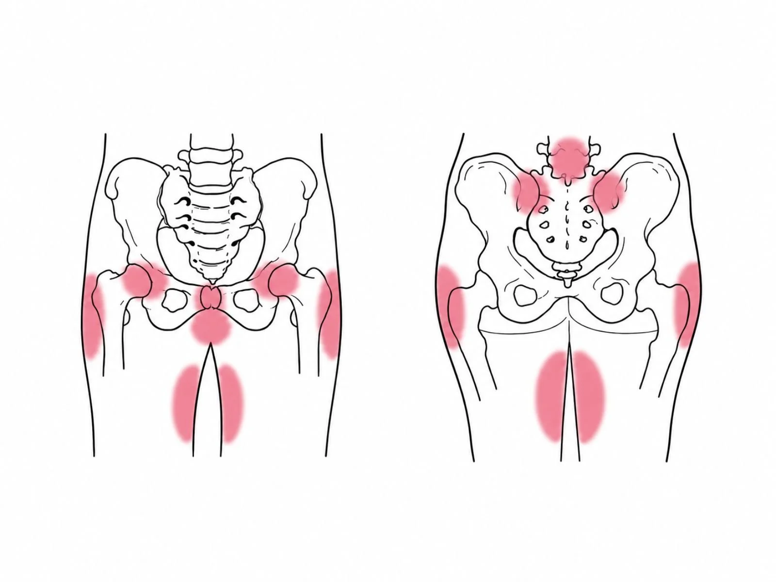 Image of pelvis showing where you feel pelvic girdle pain
