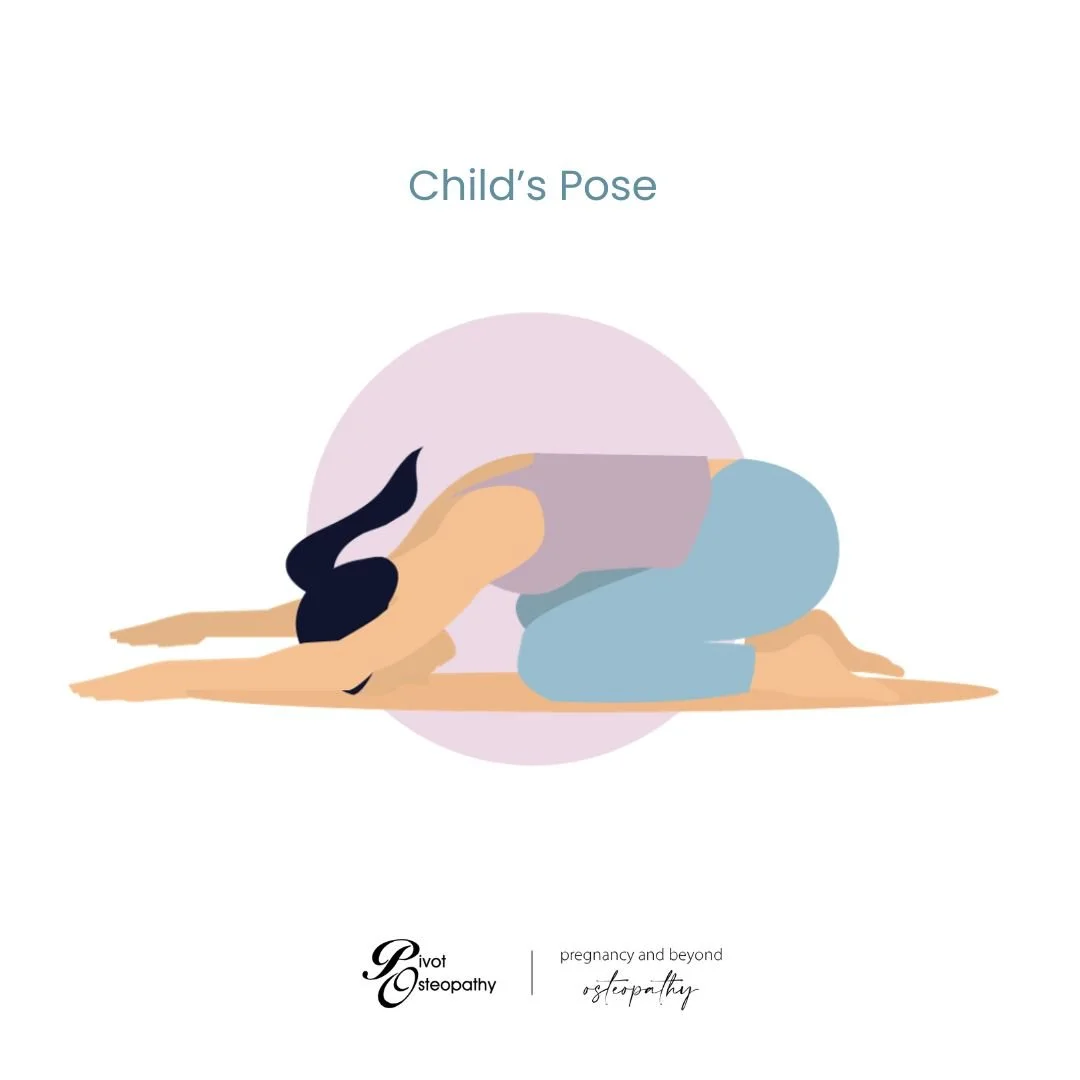 Person demonstrating Child's Pose stretch for tailbone pain relief