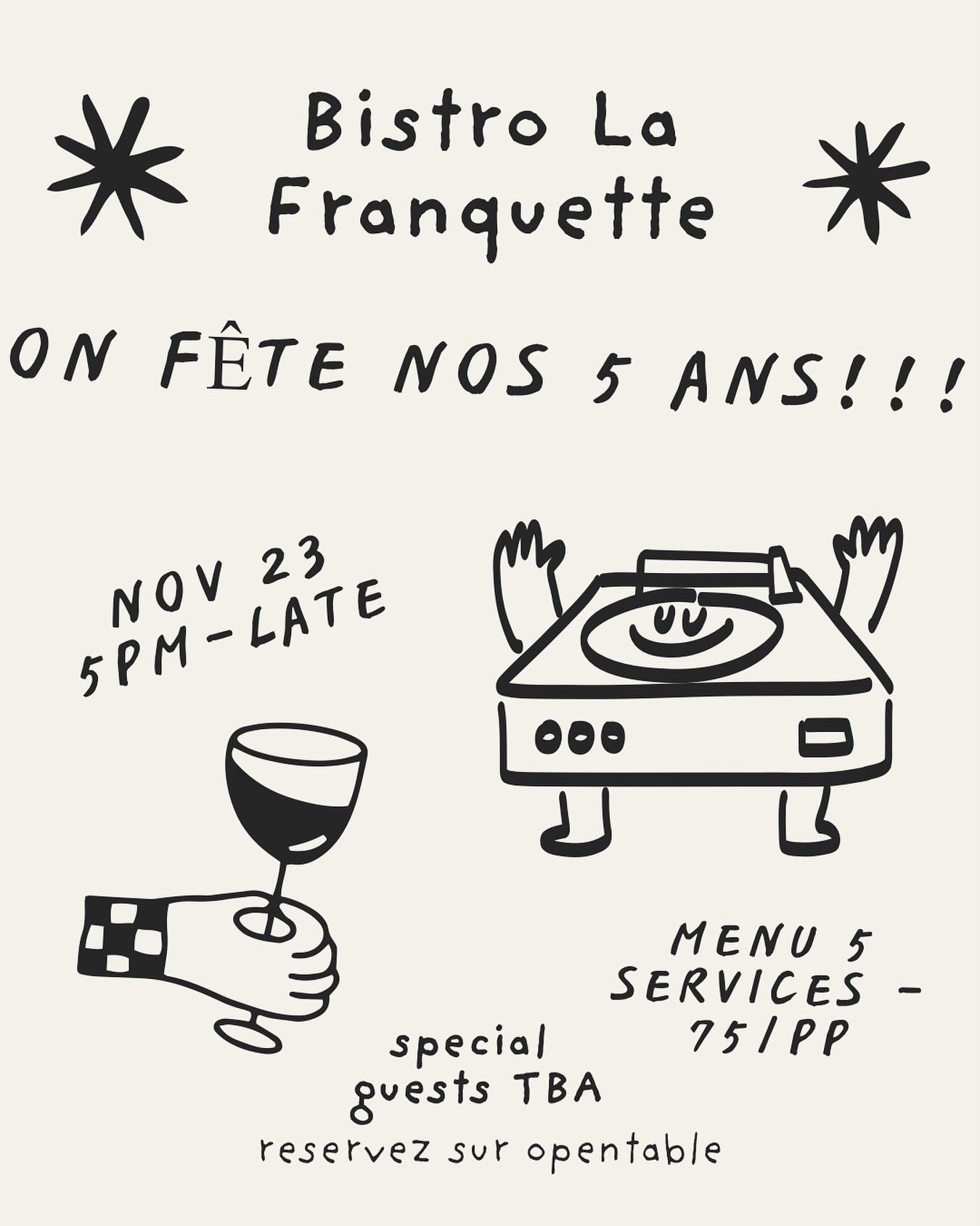 On n&rsquo;en revient pas que &ccedil;a fait d&eacute;j&agrave; 5 ans. Venez c&eacute;l&eacute;brer cet anniversaire avec nous le dimanche 23 novembre. Des invit&eacute;s sp&eacute;ciaux seront annonc&eacute;s bient&ocirc;t ;)
***
We can&rsquo;t beli